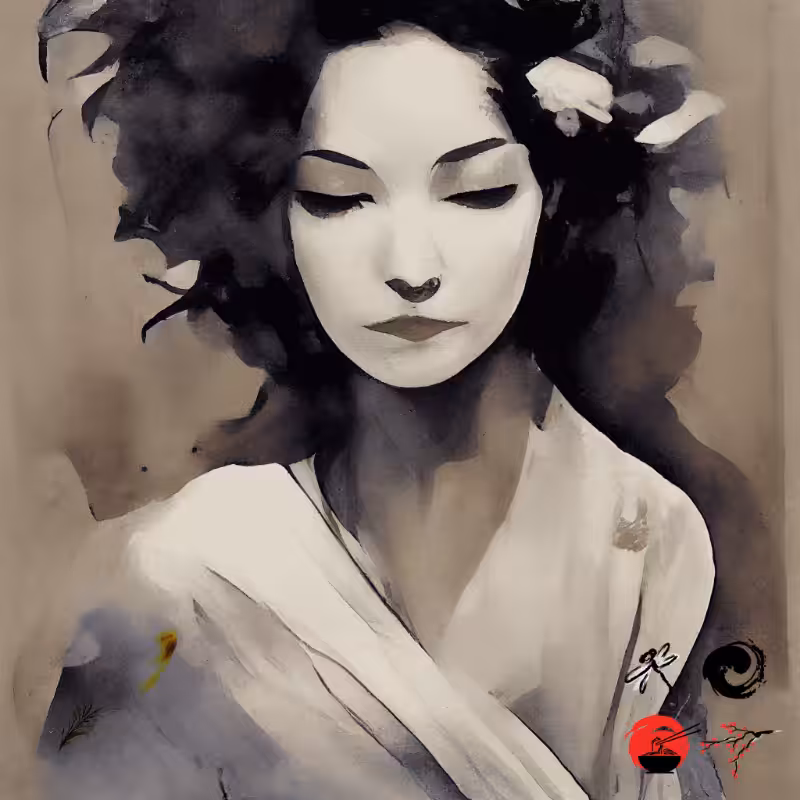 Geisha and feather