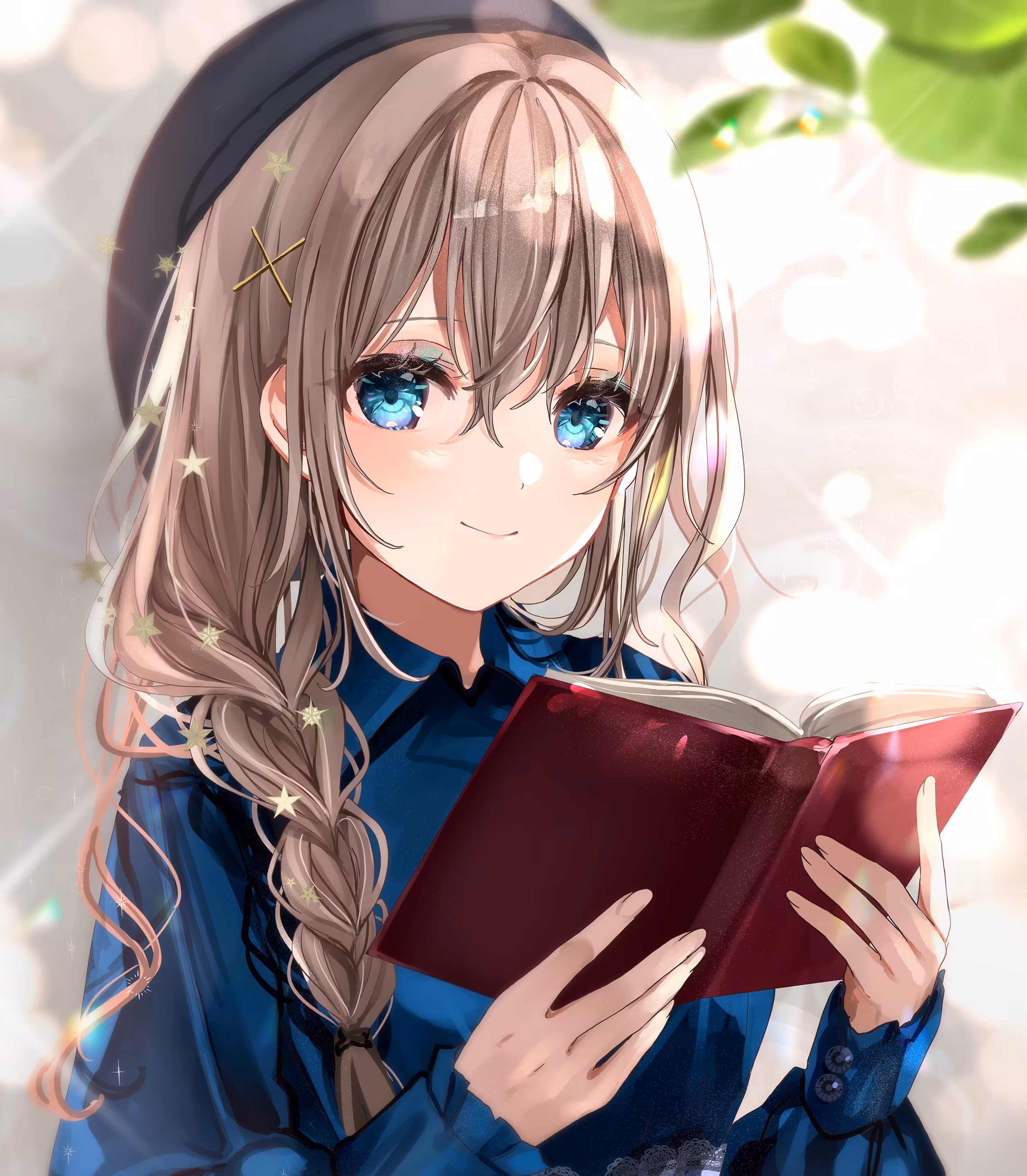 Reading in the sunlight through the trees