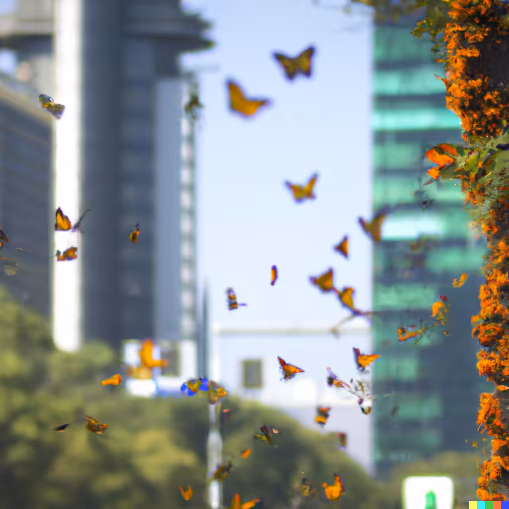 Monarch butterflies fly through Mexico City