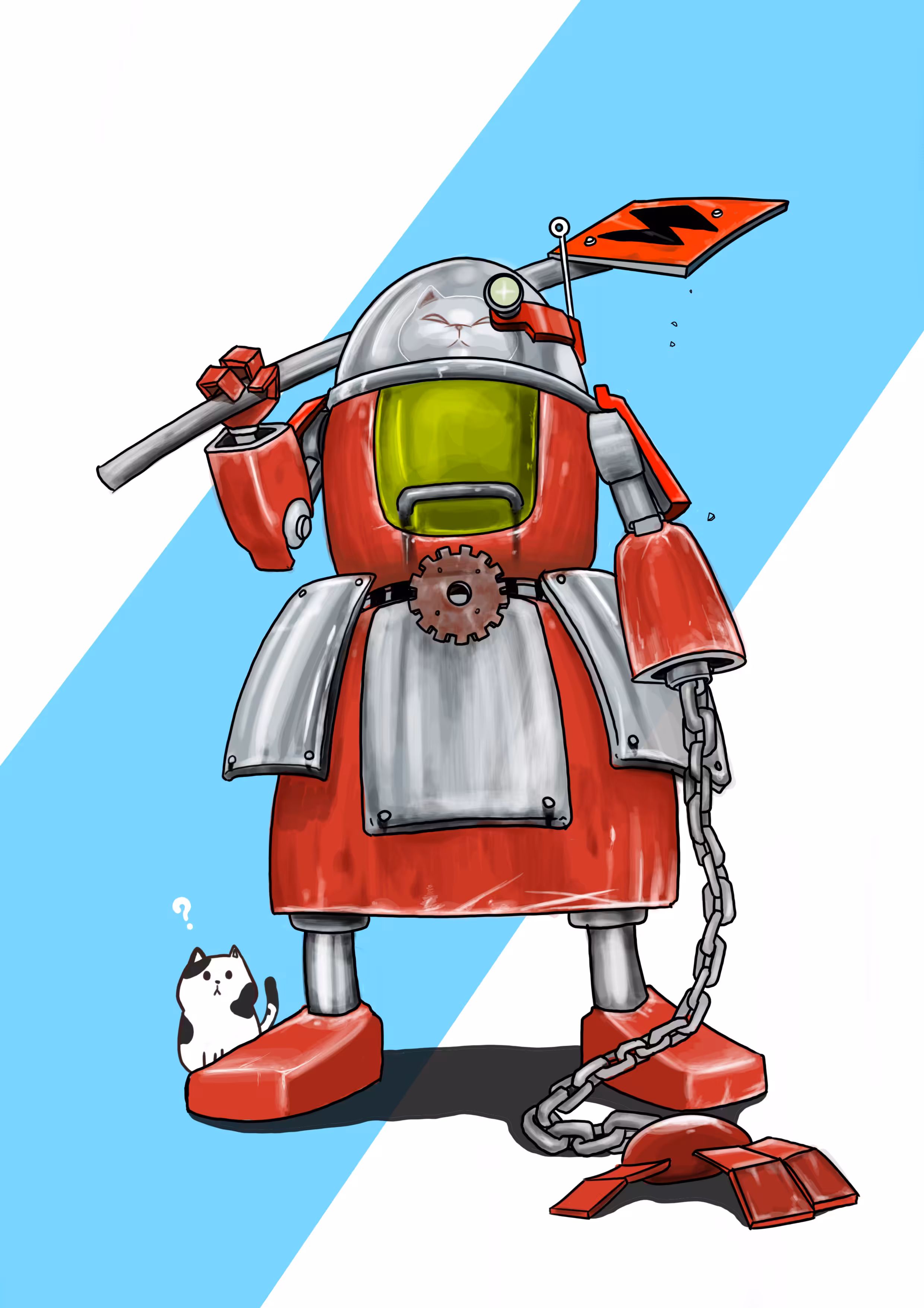 robot and cat