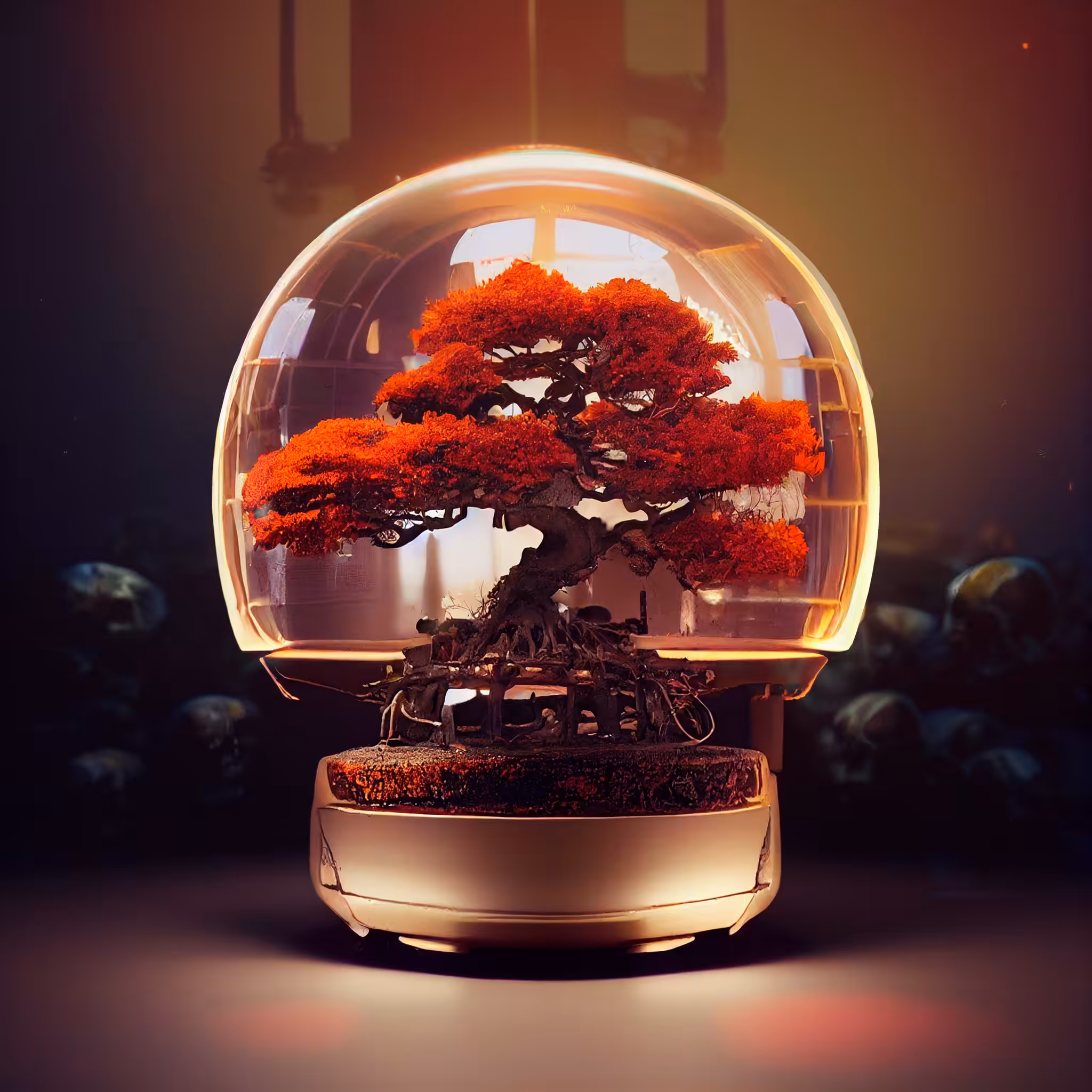 AI Cyber Skull Bonsai 秋
