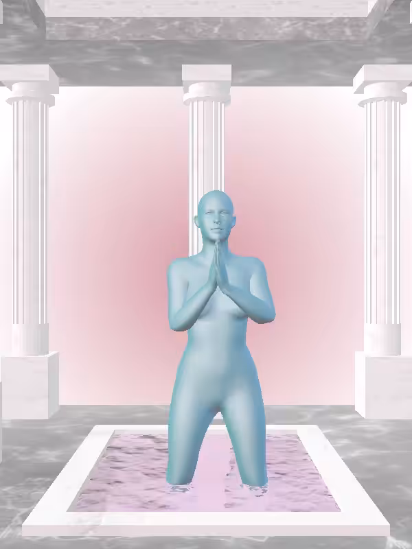 The Praying Aqua Green Woman #1087