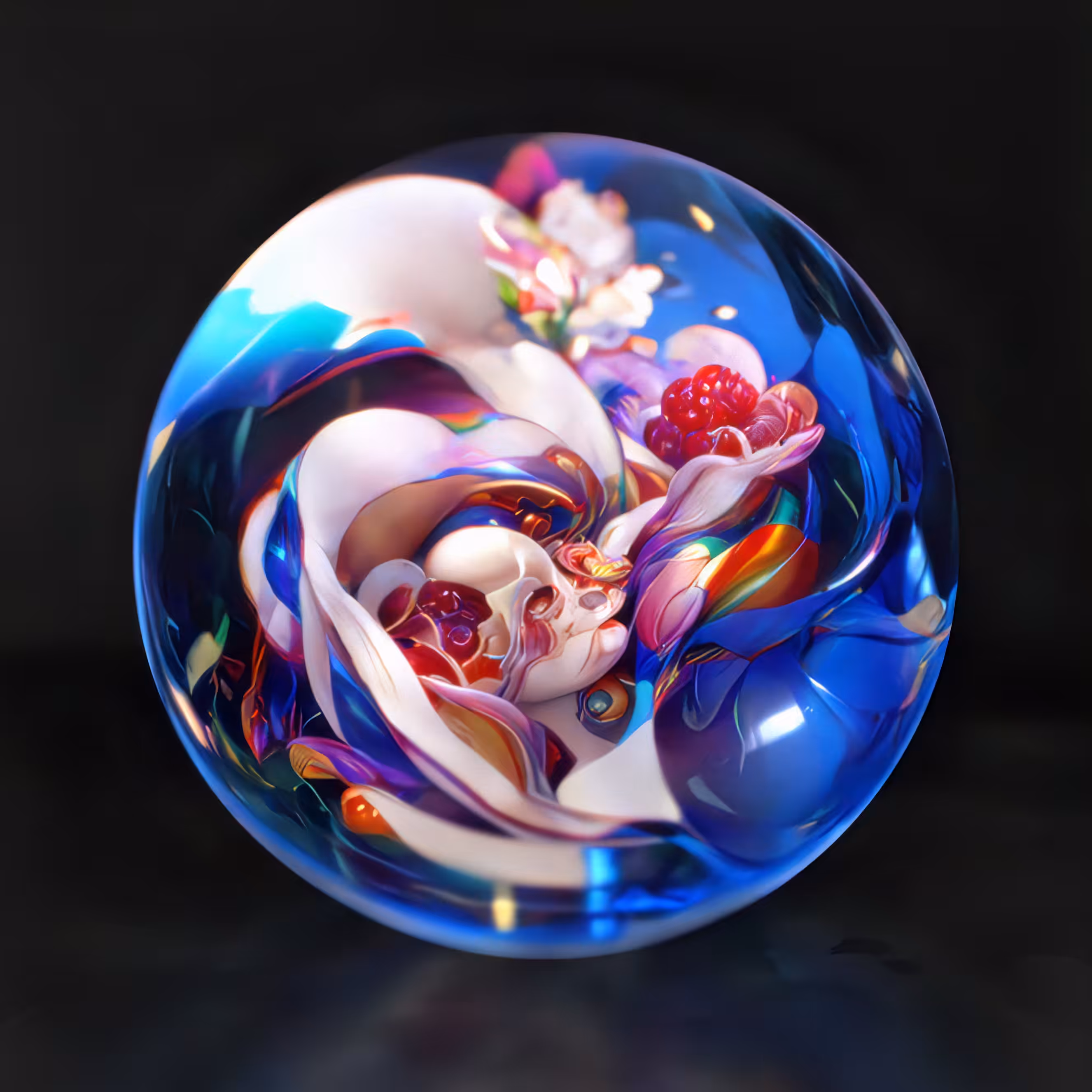 Flower and Fruit Bloom in Crystal Ball 01