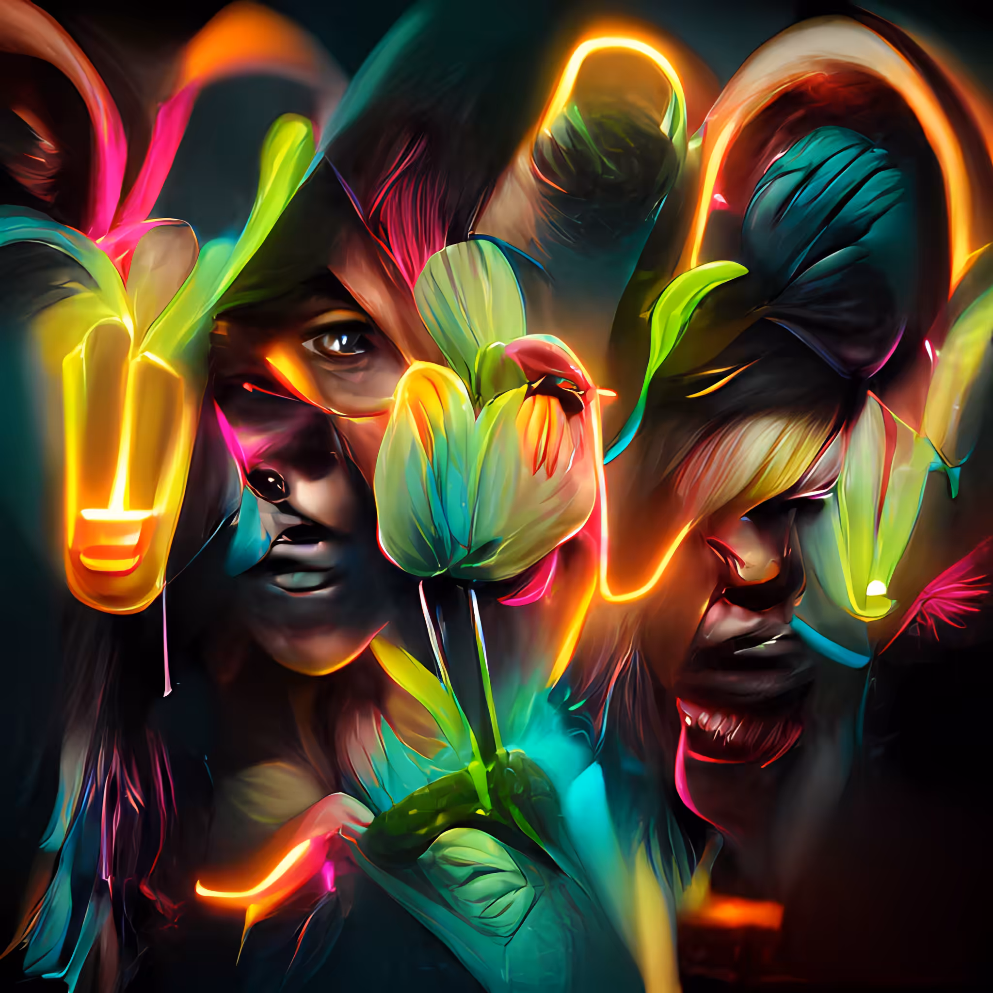 Neon flower girl