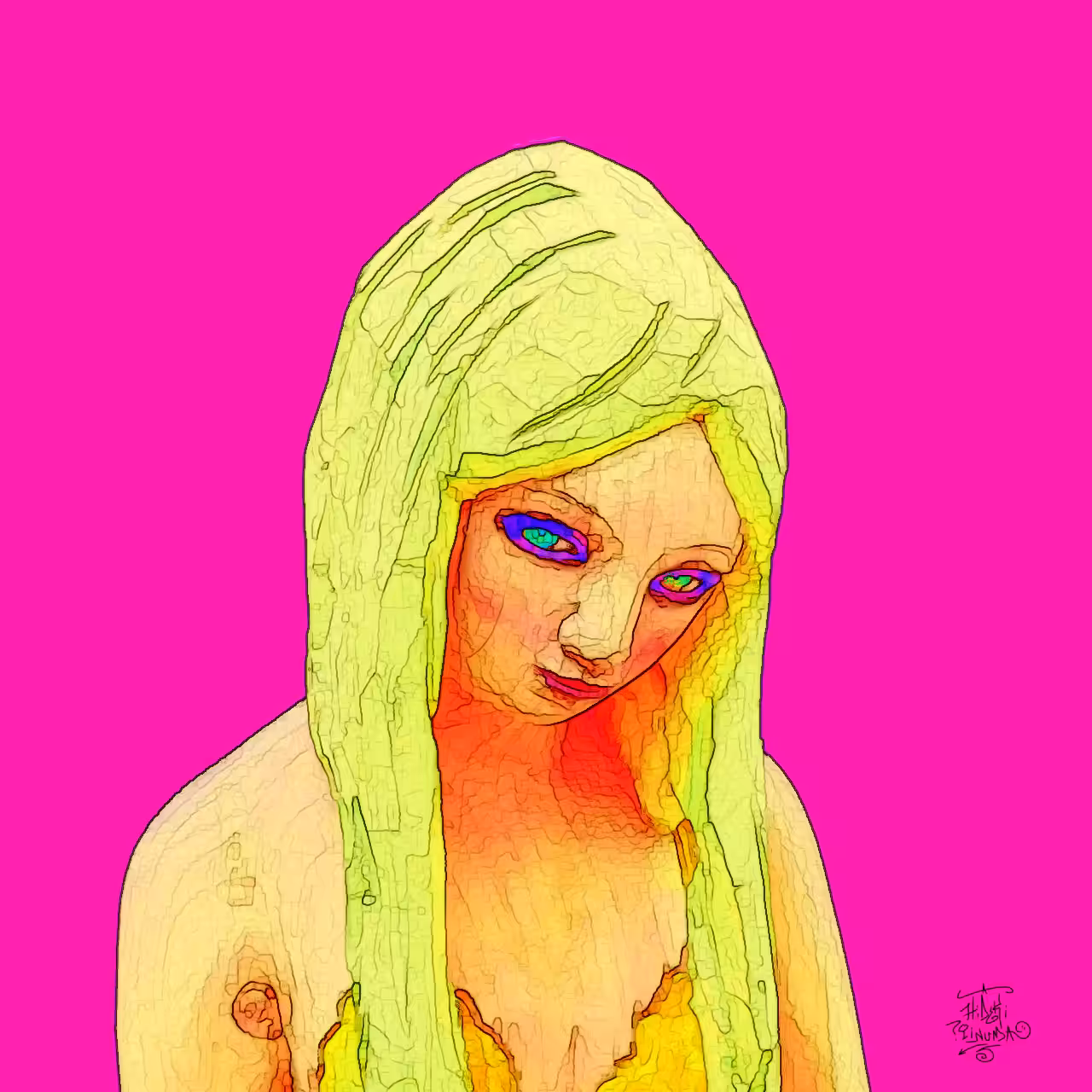 Pink portrait collection Yellow bikini
