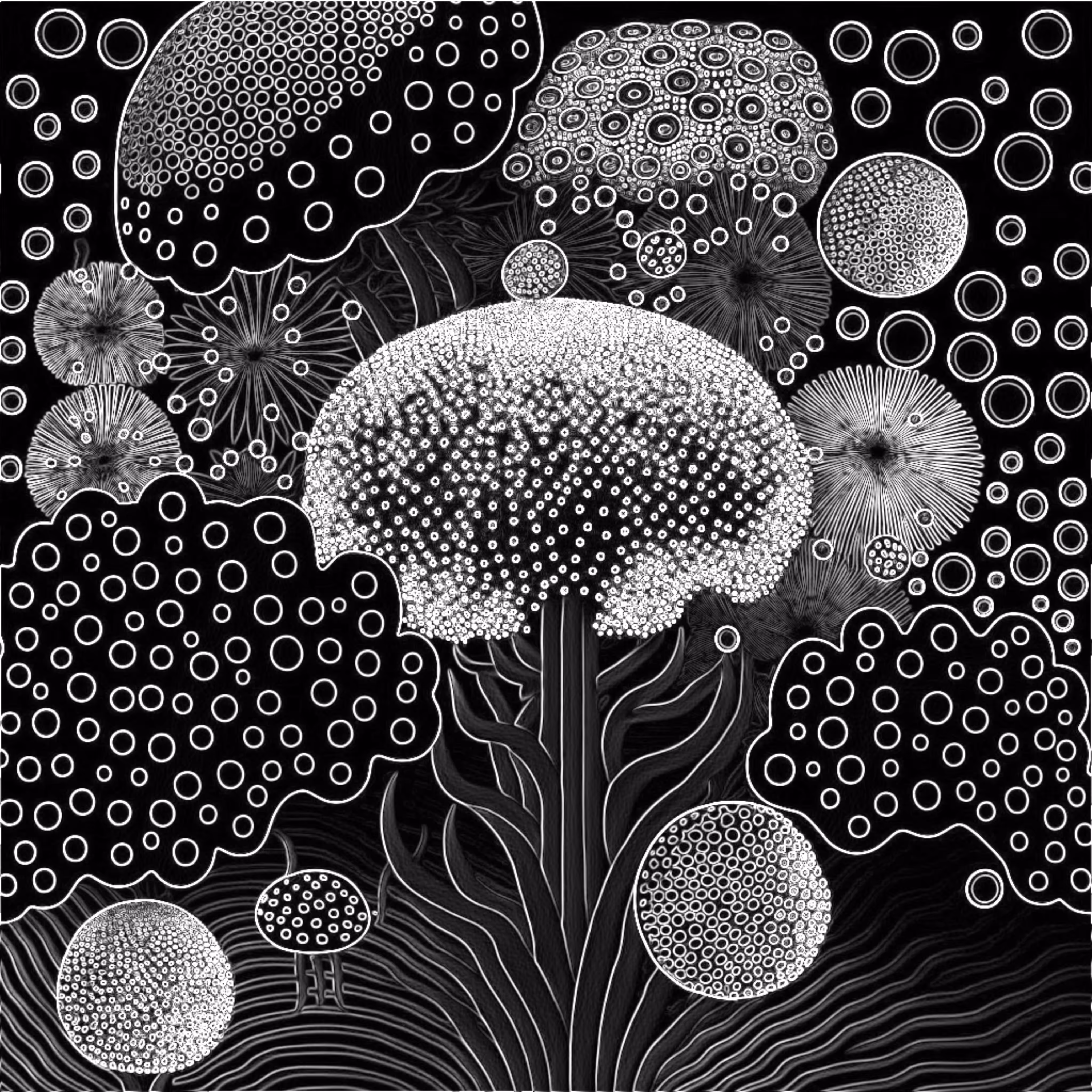 Garden #2 - Black & White Edges