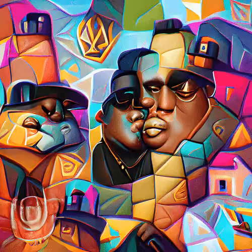 The GANS Machine - Live with GANSY: Puff Daddy and Biggie Smalls in the Style of Pablo Picasso in Cubism