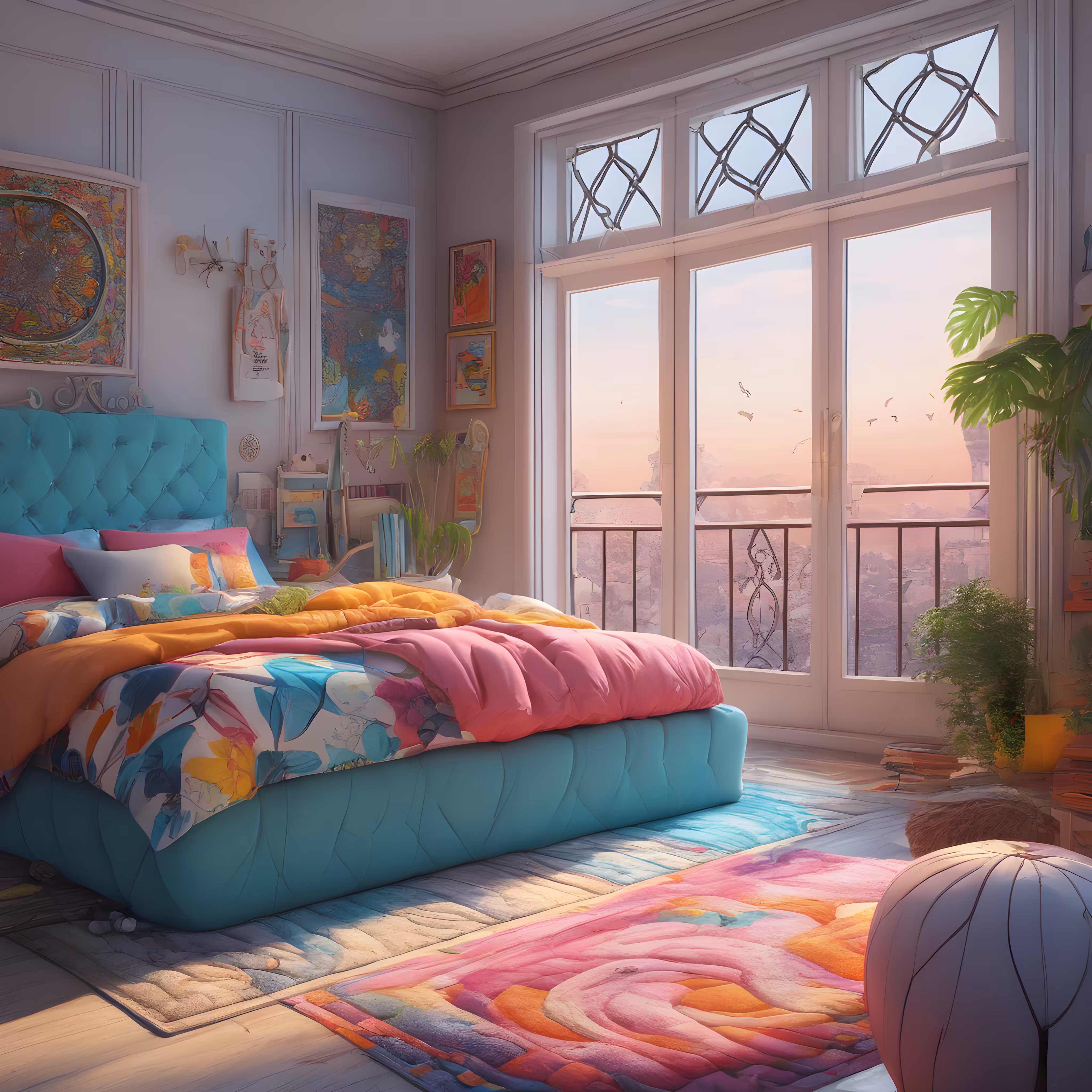 "Pastel Dawn: A Bedroom Bathed in Colors" 