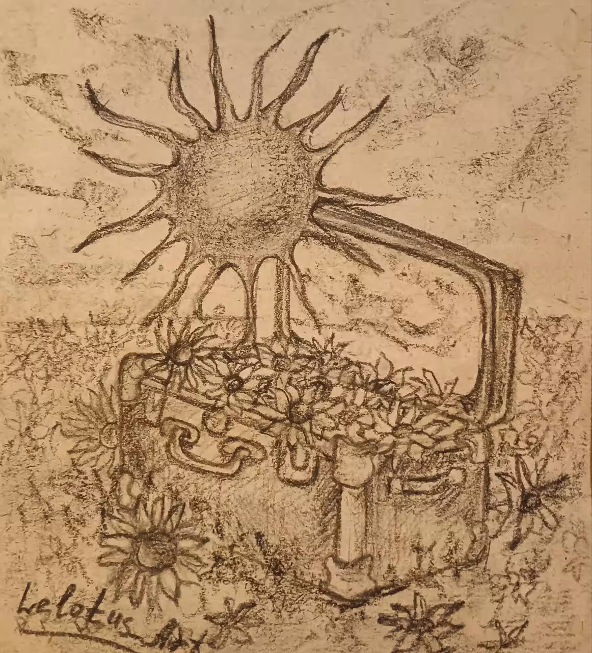 Charcoal Inktober 2024: Day 9 "Sun" Солнце