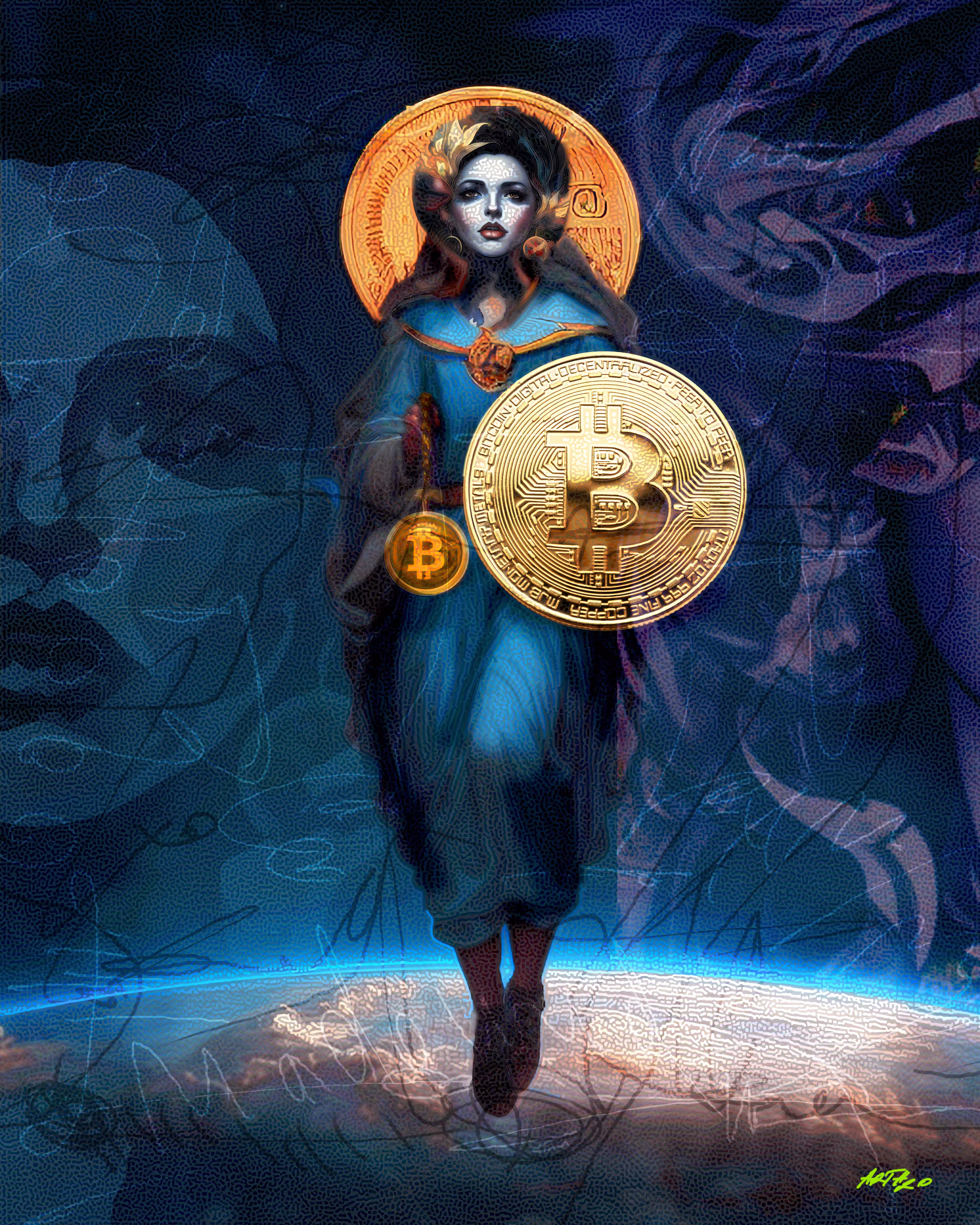 BTC, Bitcoin Madonna 50x64cm, 300DPI Digital Art