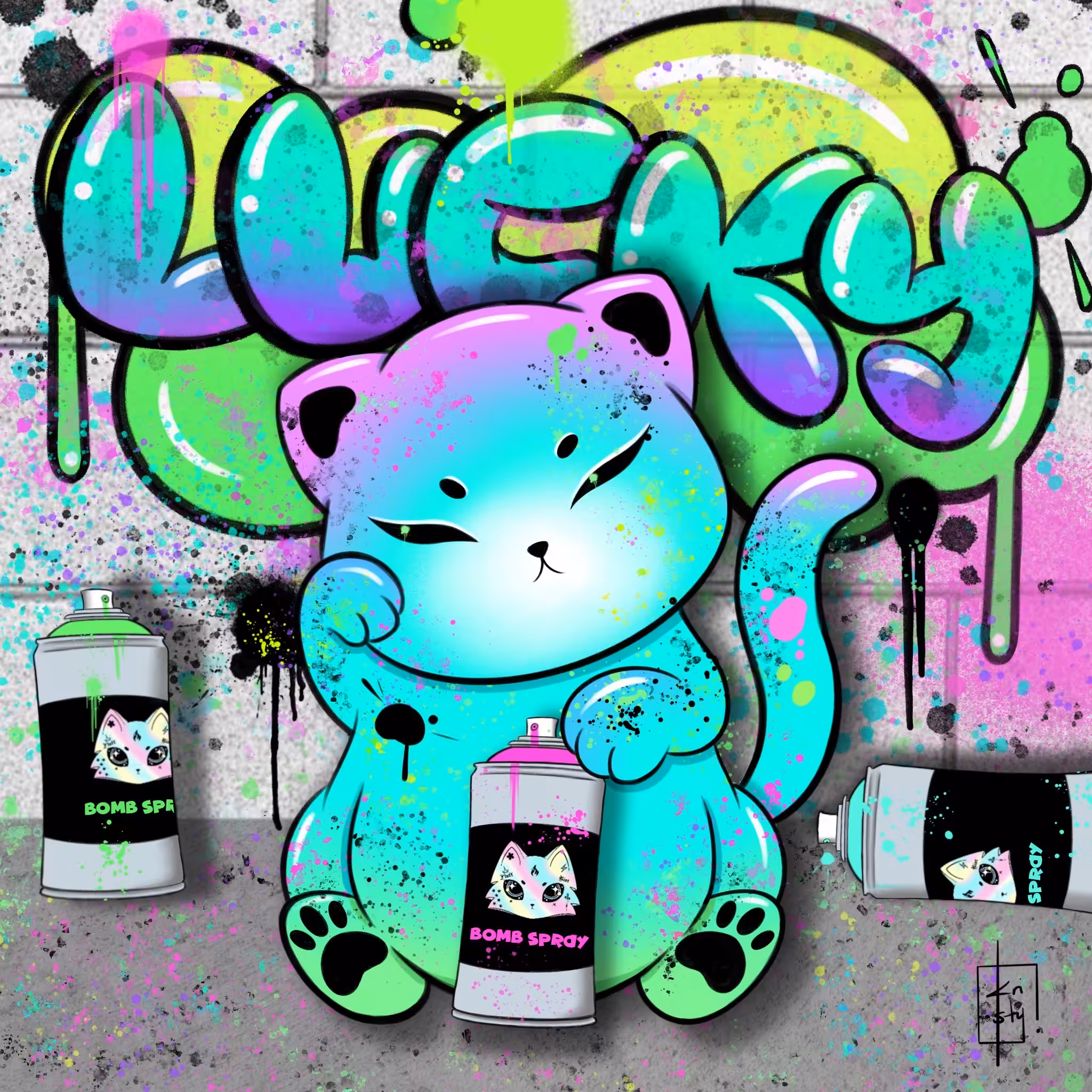 Street Art Fortune Cat