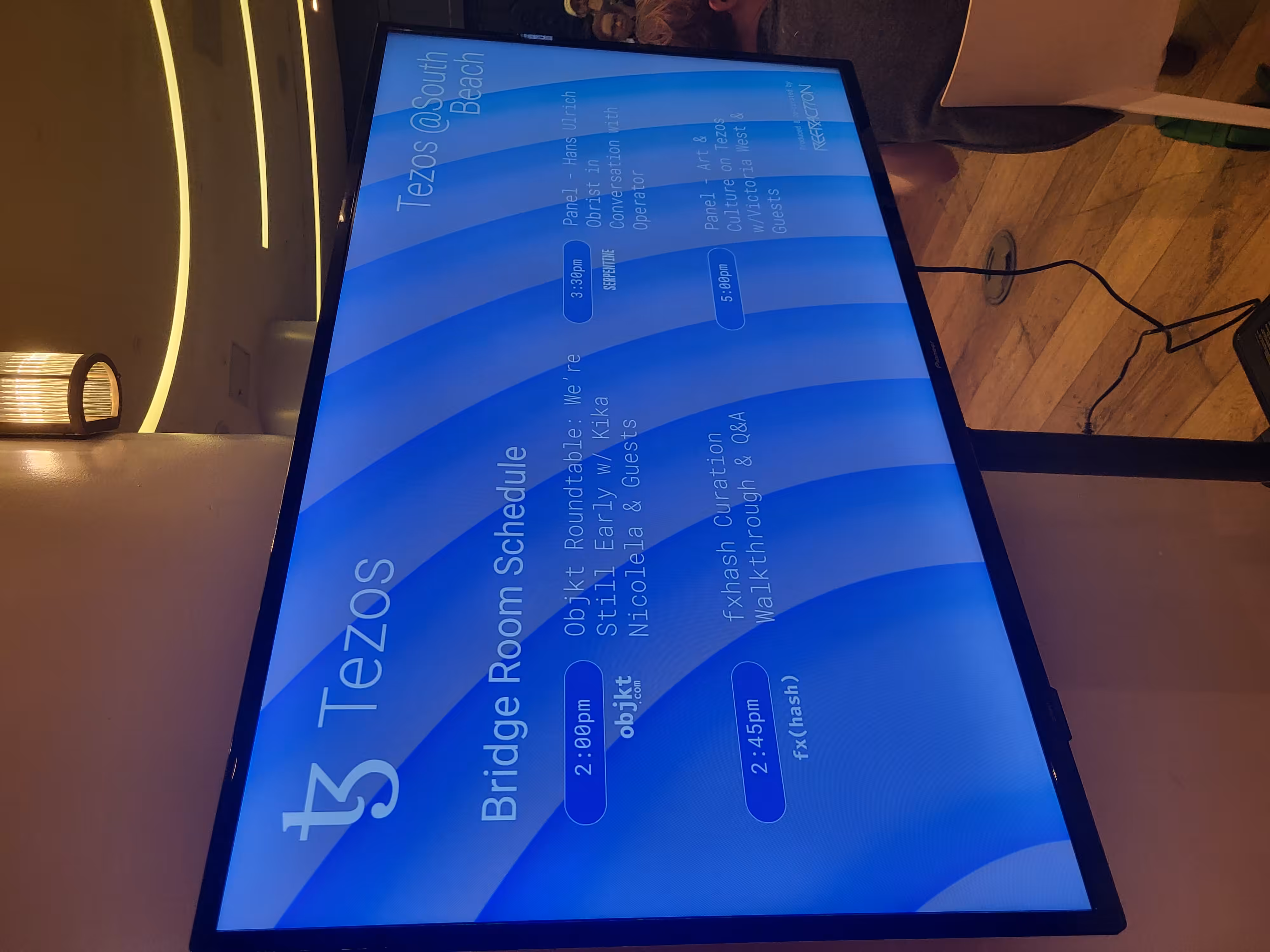 ryangtanaka's #Tezpole 2023 Adventures | 15 - [Intermission] The Official Tezos @ South Beach Schedule Screen