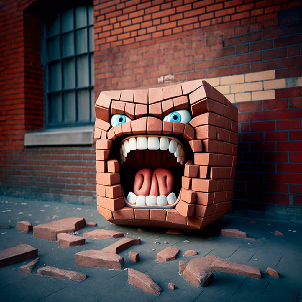 Mad brick outside 