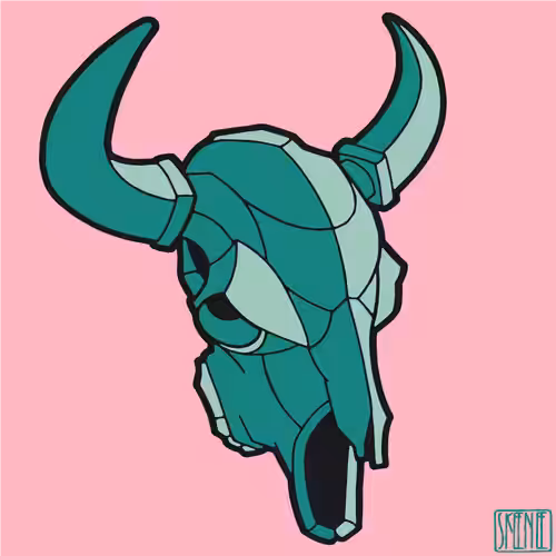 💀58 | MINIMALIST BUFFALO SKULL | Teal
