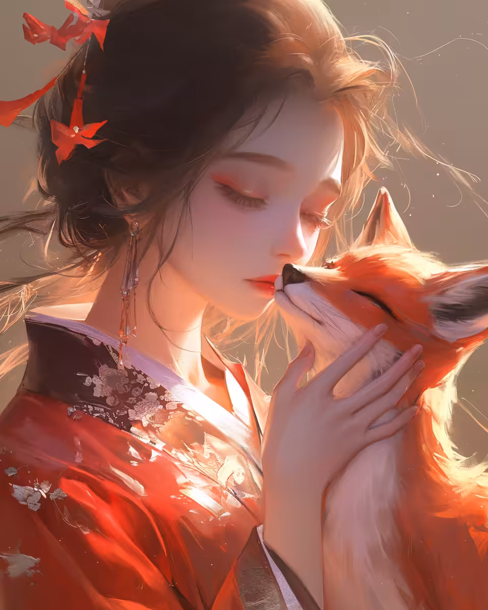 Girl and fox