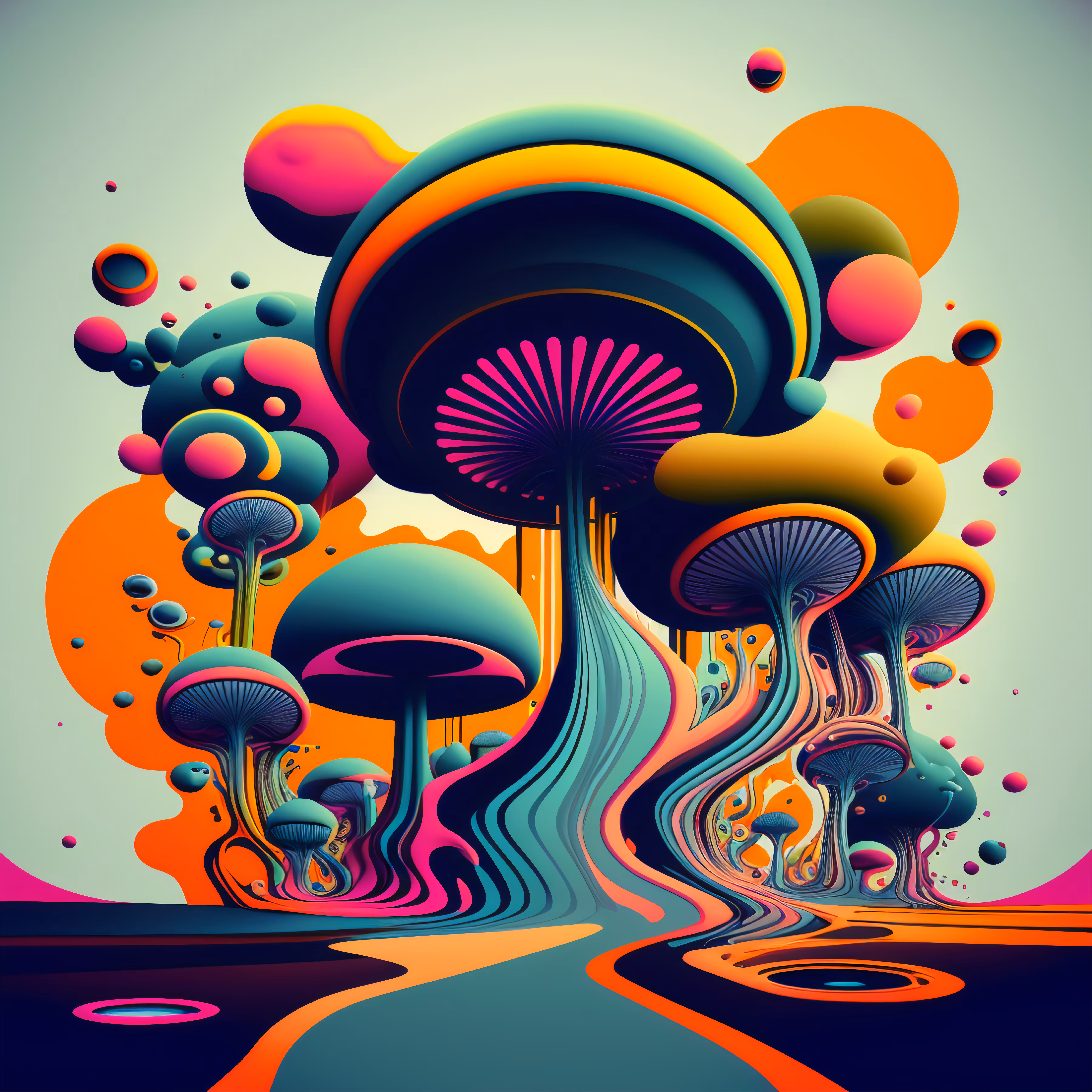 Digital  drawing: Mushroom Paradise #43