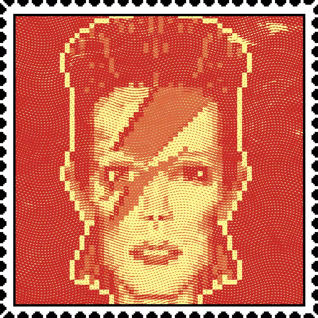David Bowie 'Aladdin Sane red' caricature stamp