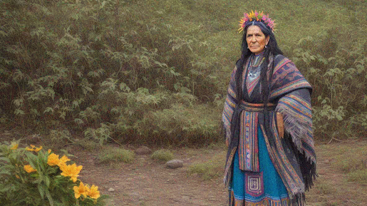 Rosa y sus flores amarillas