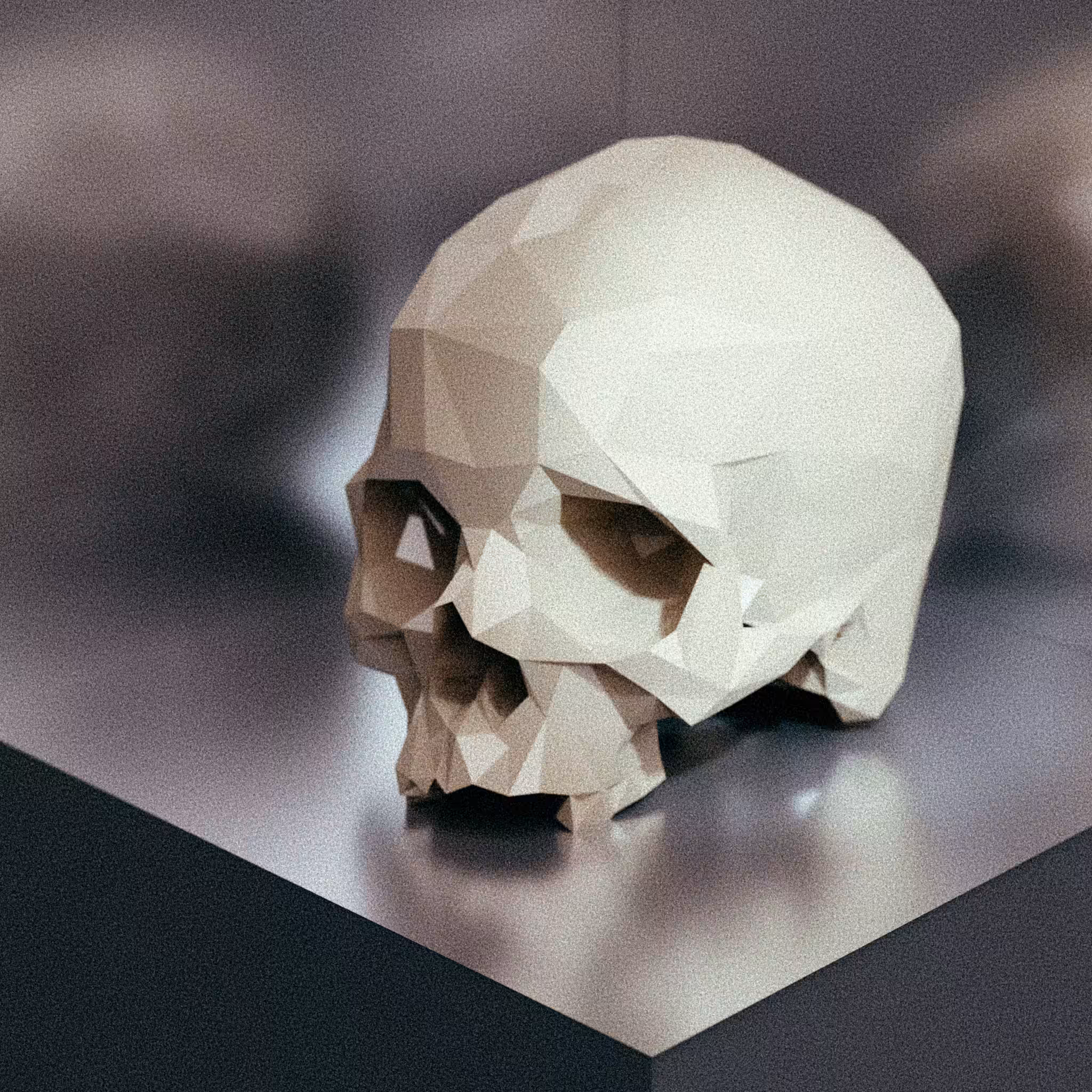 Skull on metal plinth