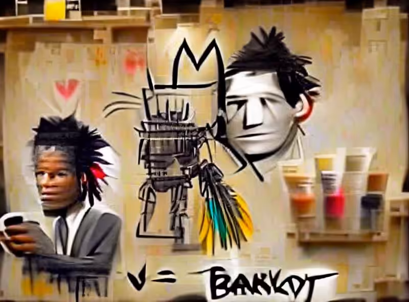 Abraham's First Works: Banksy & Basquiat creation