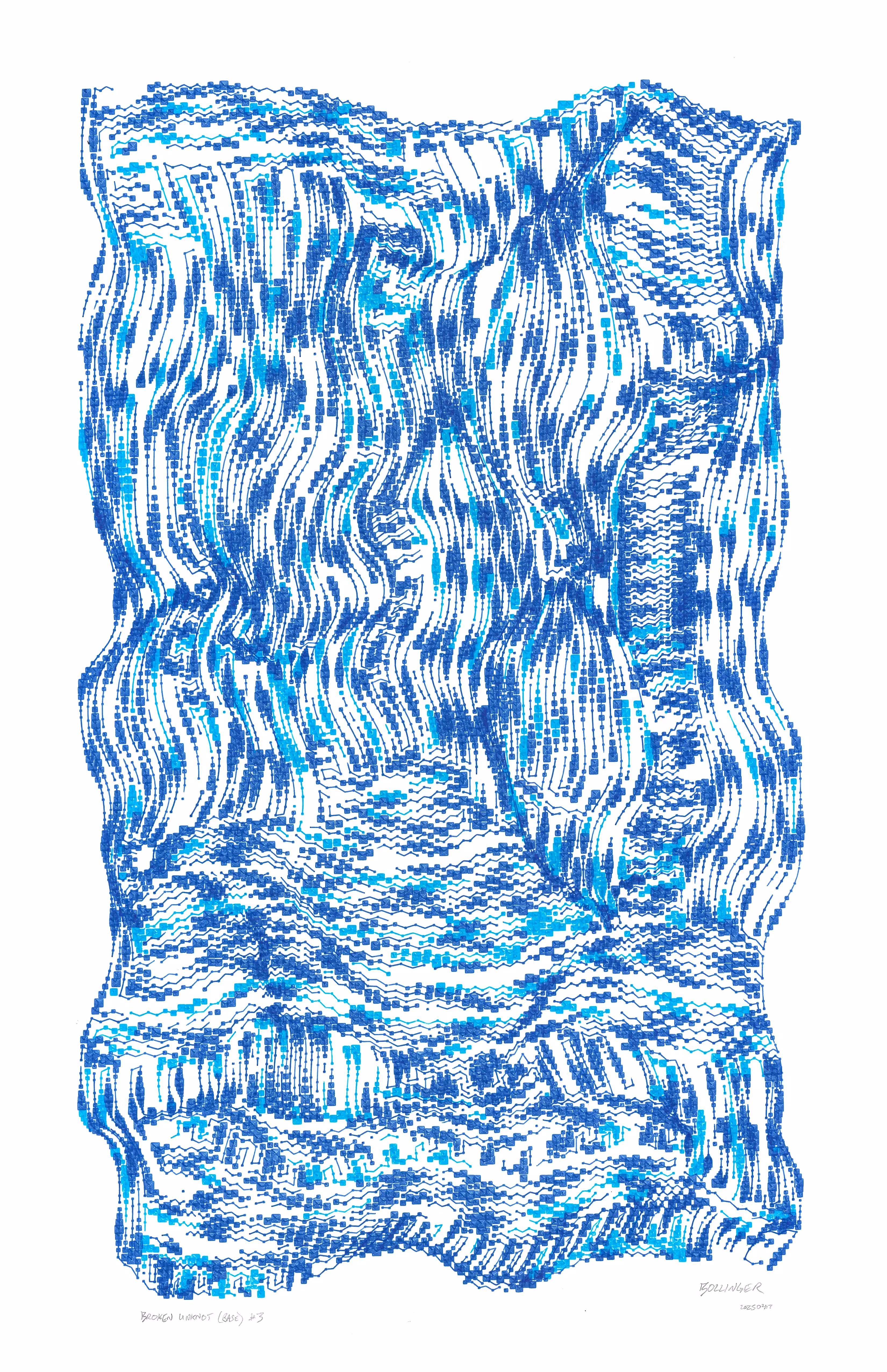Physical Pen Plots: Broken Unknot fx(hash) (Base) #003 (blue/cyan)