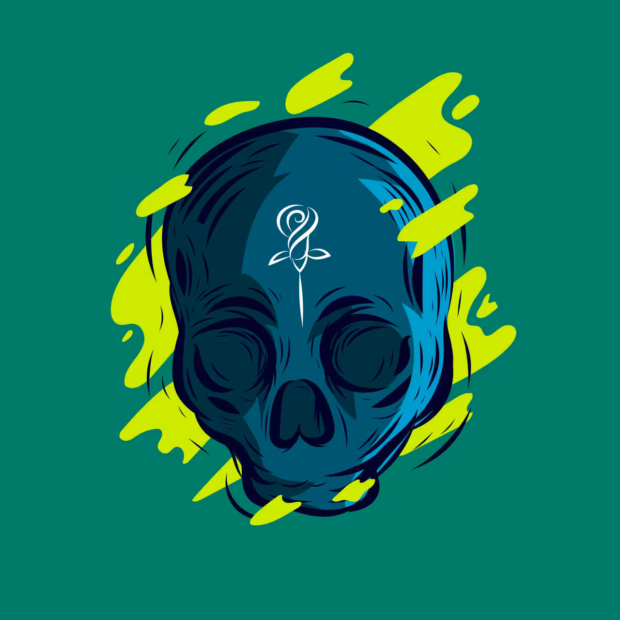 Skull Rose Illustration