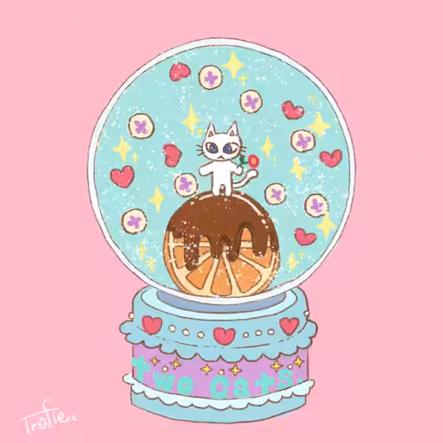 -White cat in a snow globe-