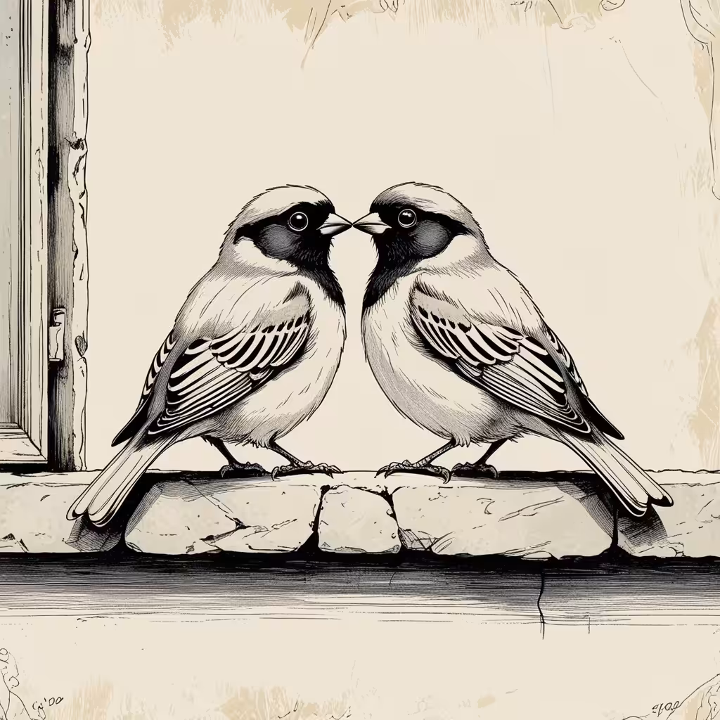 Two sparrows in love