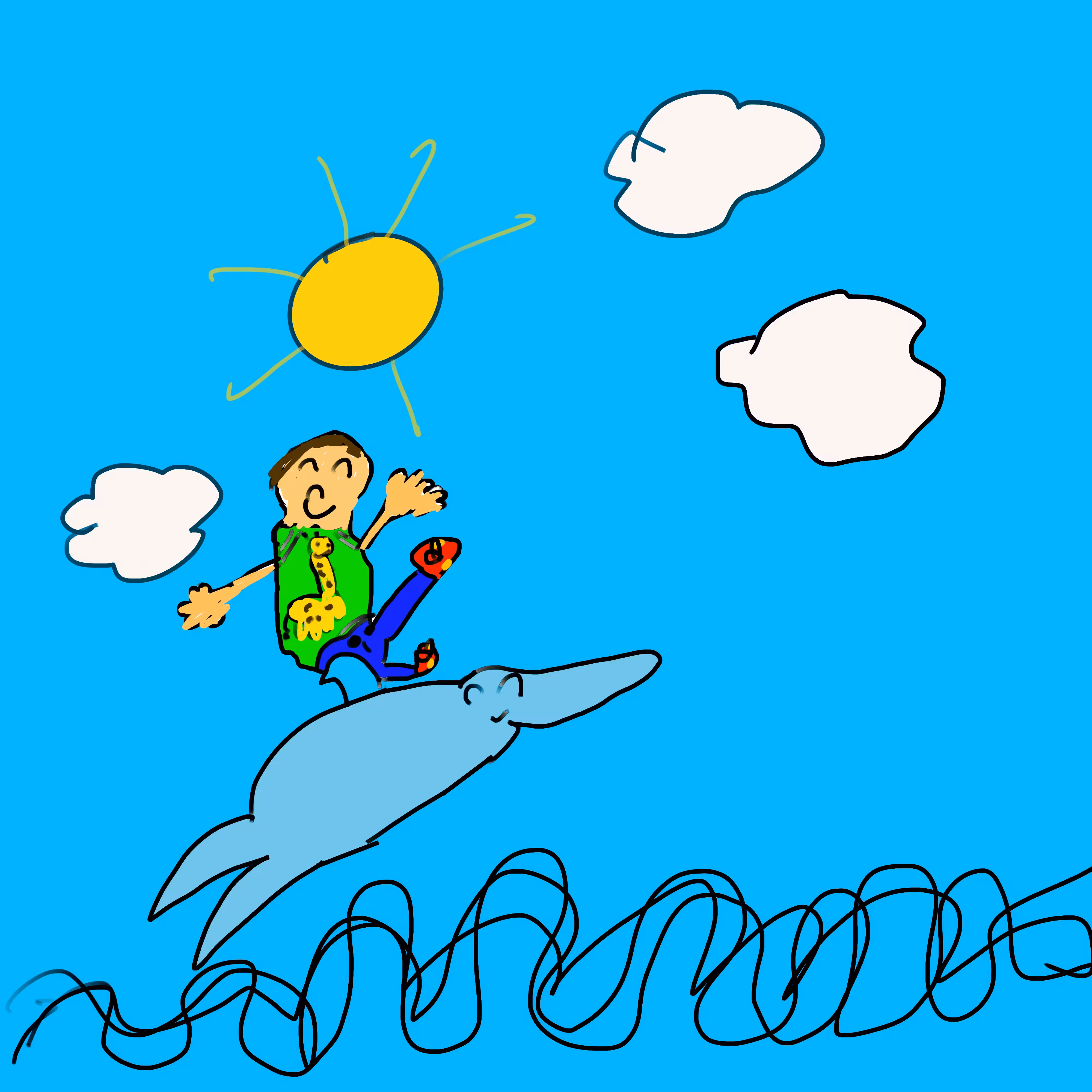 Riding a dolphin