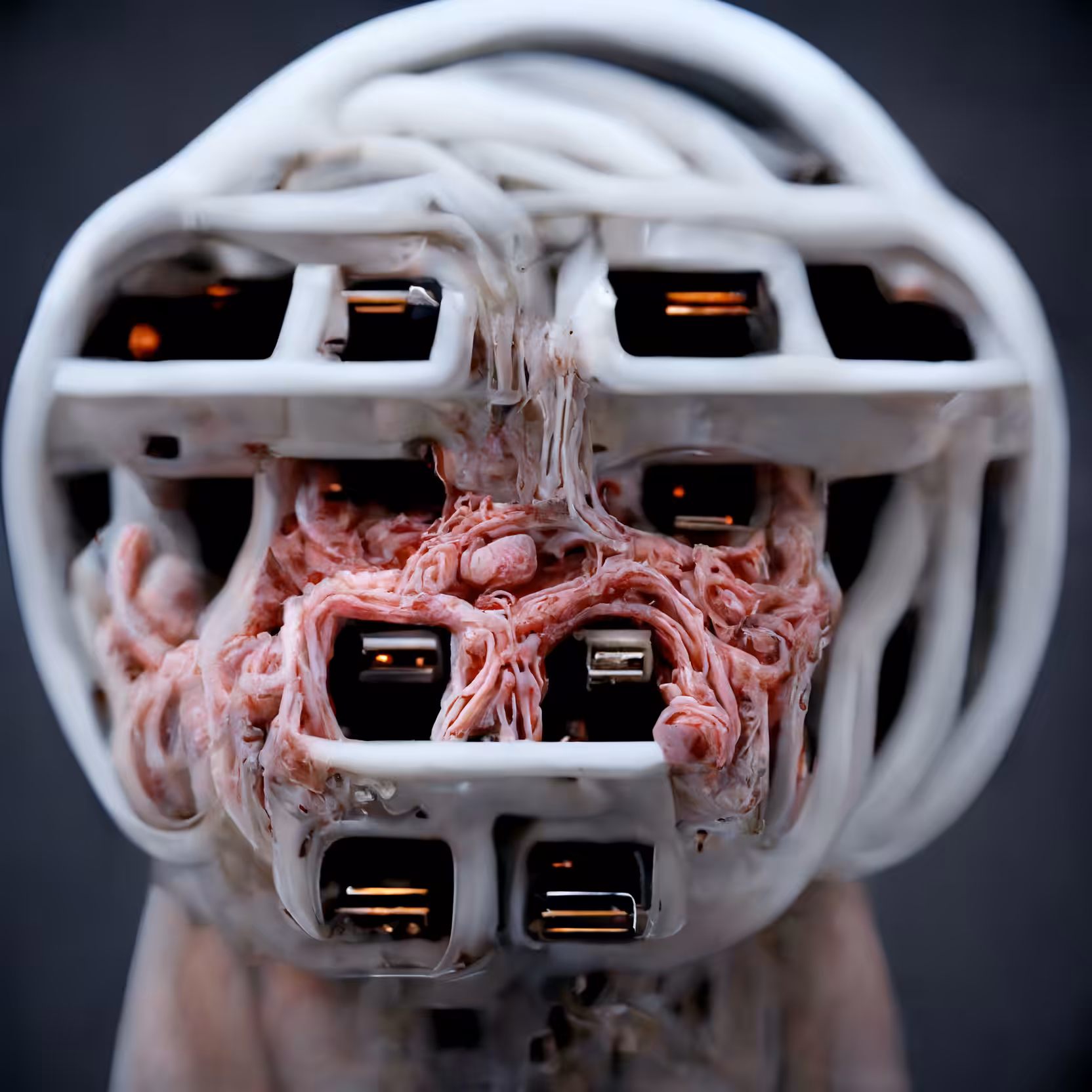 Computer head human with organic forms