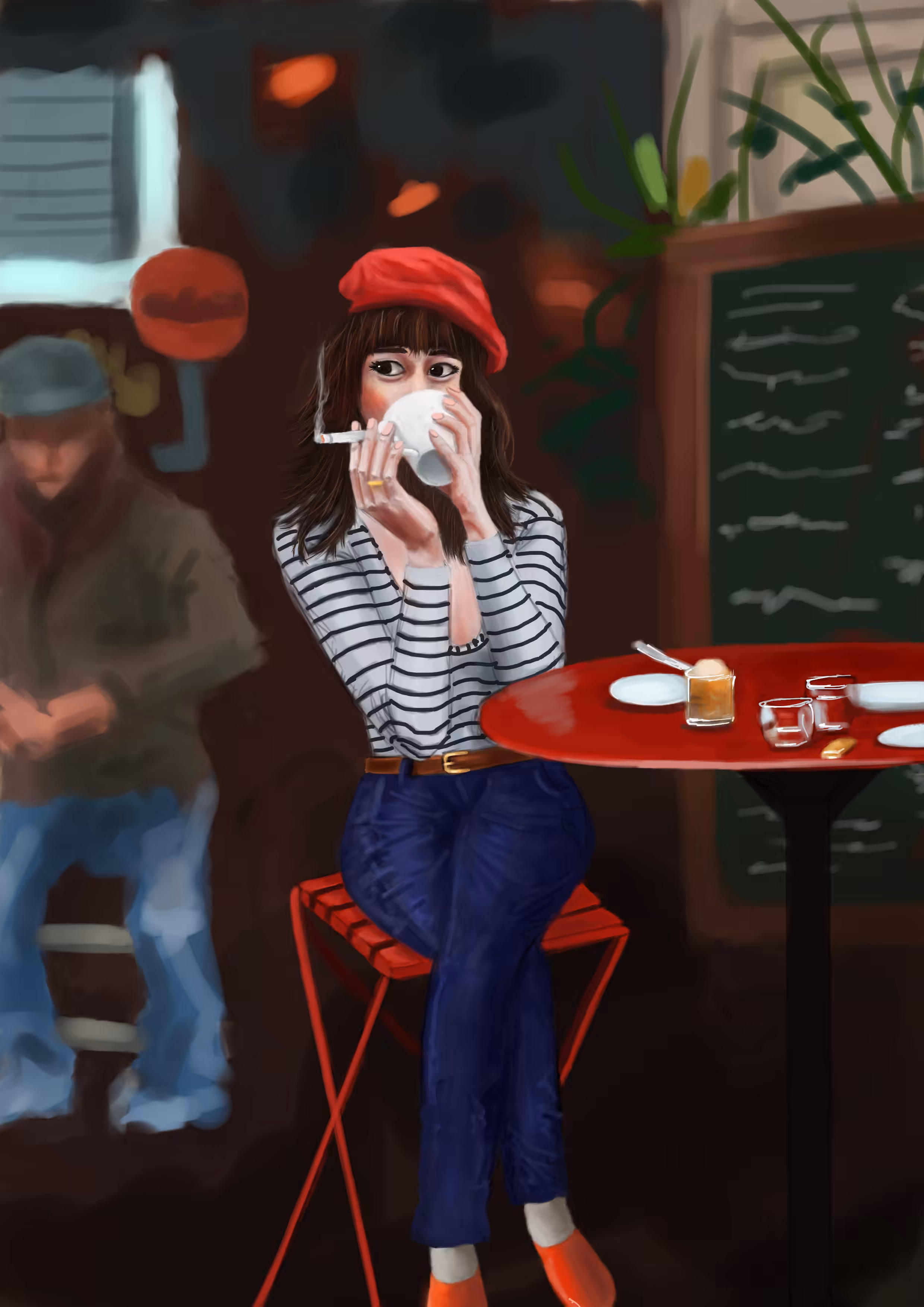 A French Girl at Café 