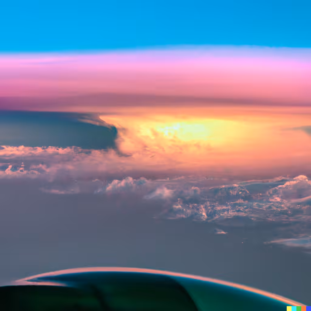 ☁️ 30 - a iridescent pileus cloud as observed from a C130 research aircraft at sunset 