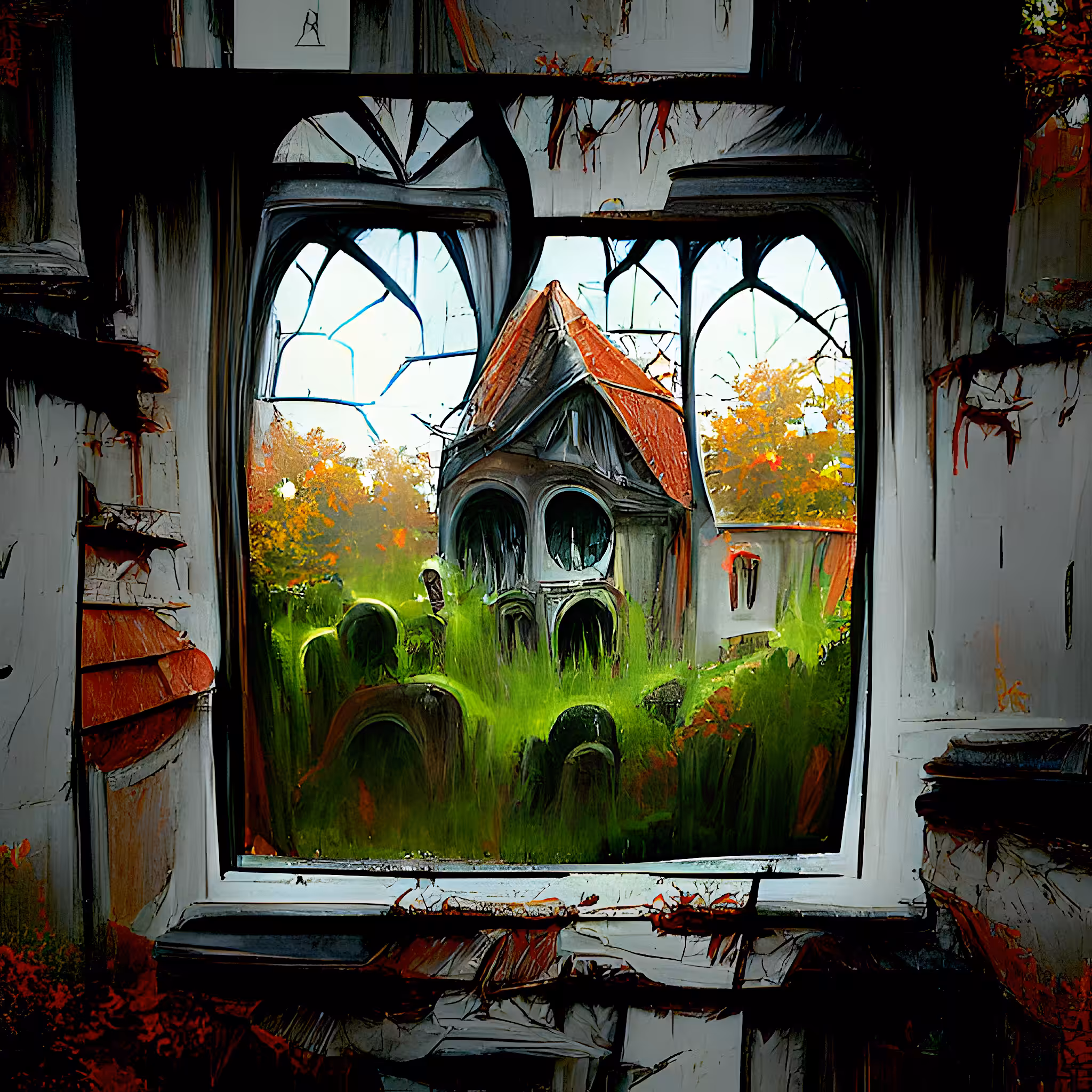 Window Upon an Overgrown Graveyard