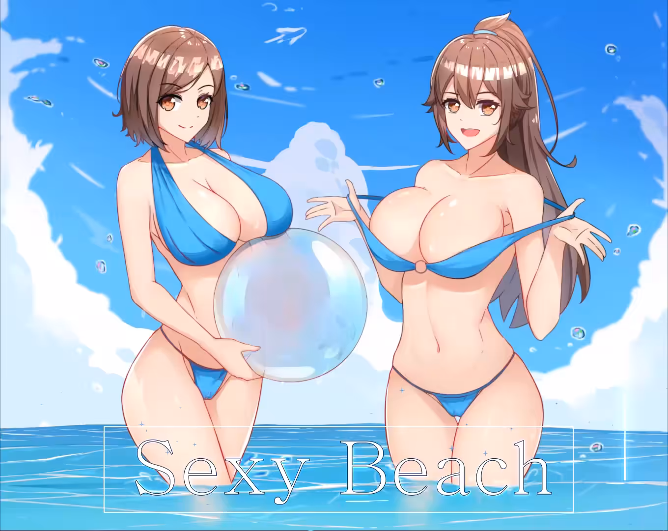 Waifu-Twin girl Sexy beach