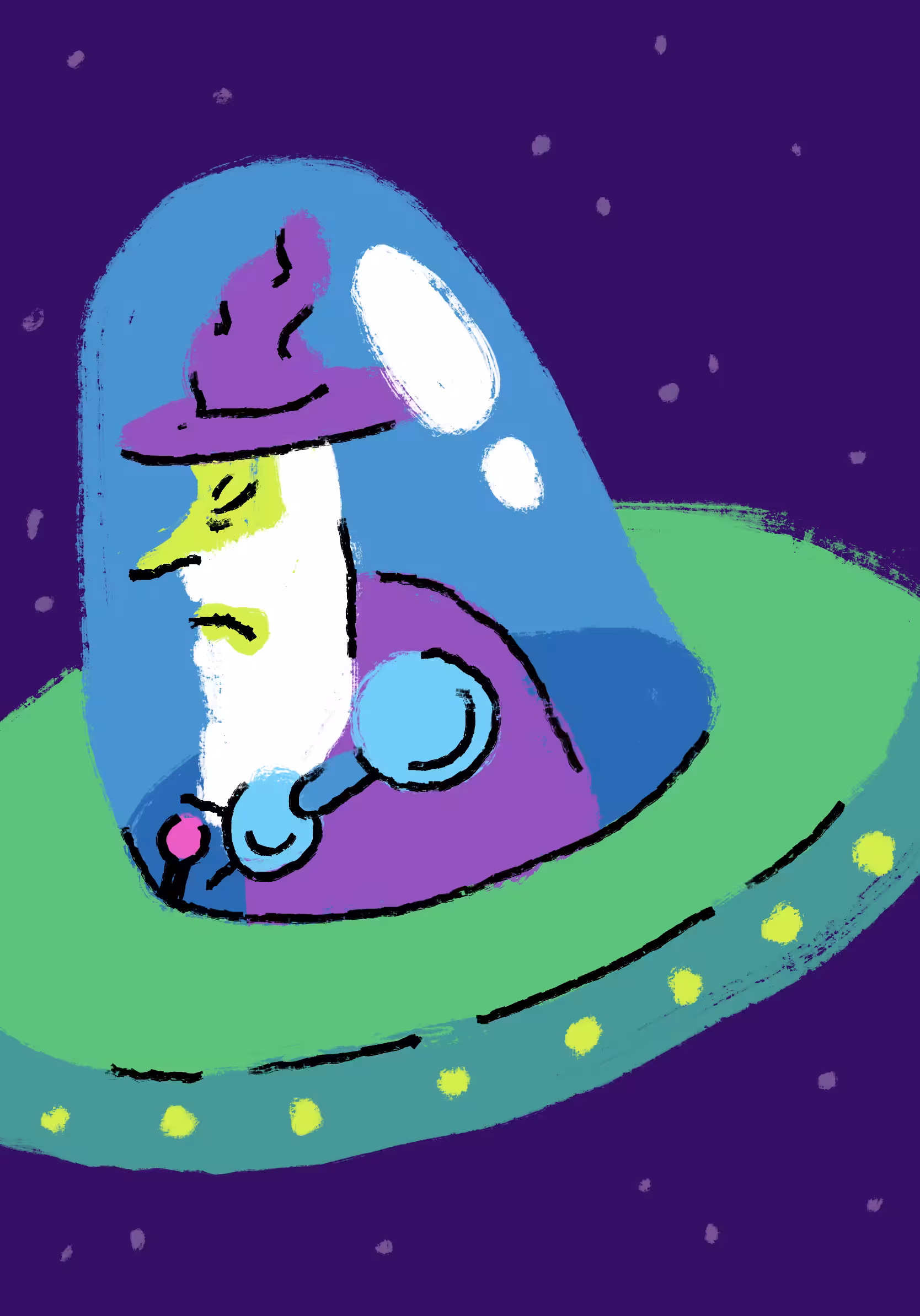 A tired cyborg wizard returns home from work