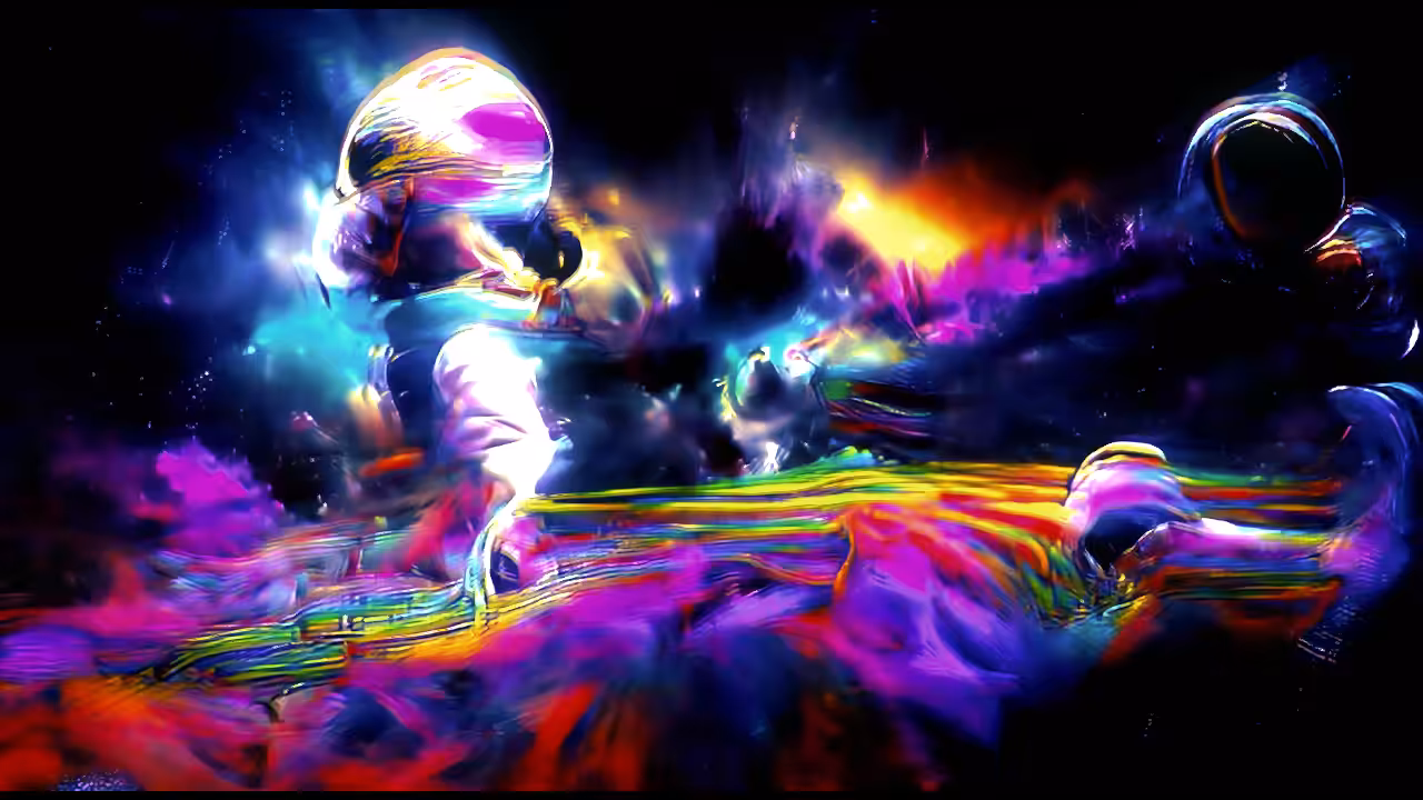 Astronaut Running Infinity Loop on a Nebula