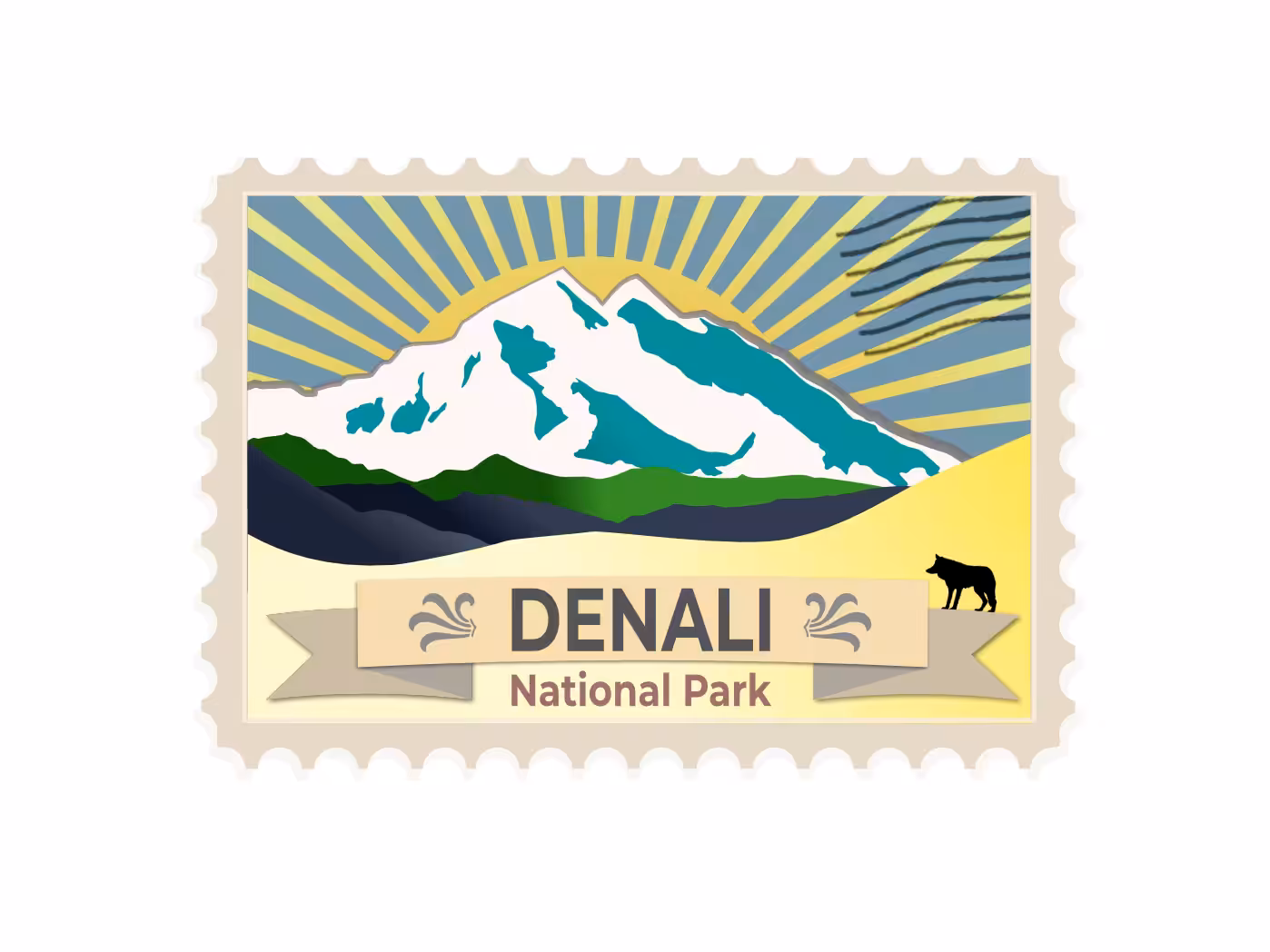 Denali National Park Collectors Stamp