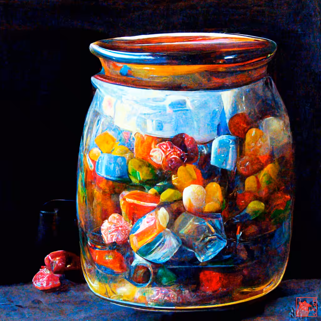 Glass jar full of candies