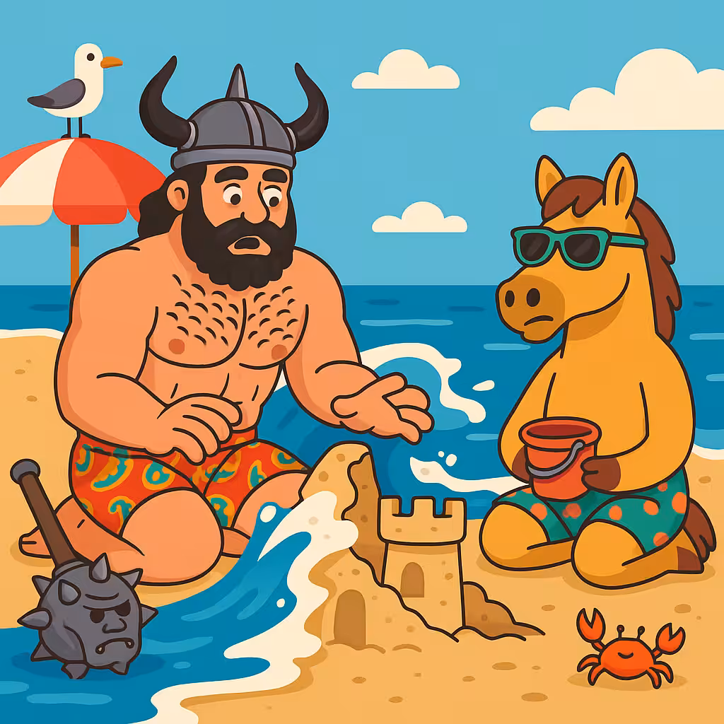 Rostam and Rakhsh Building a Sandcastle