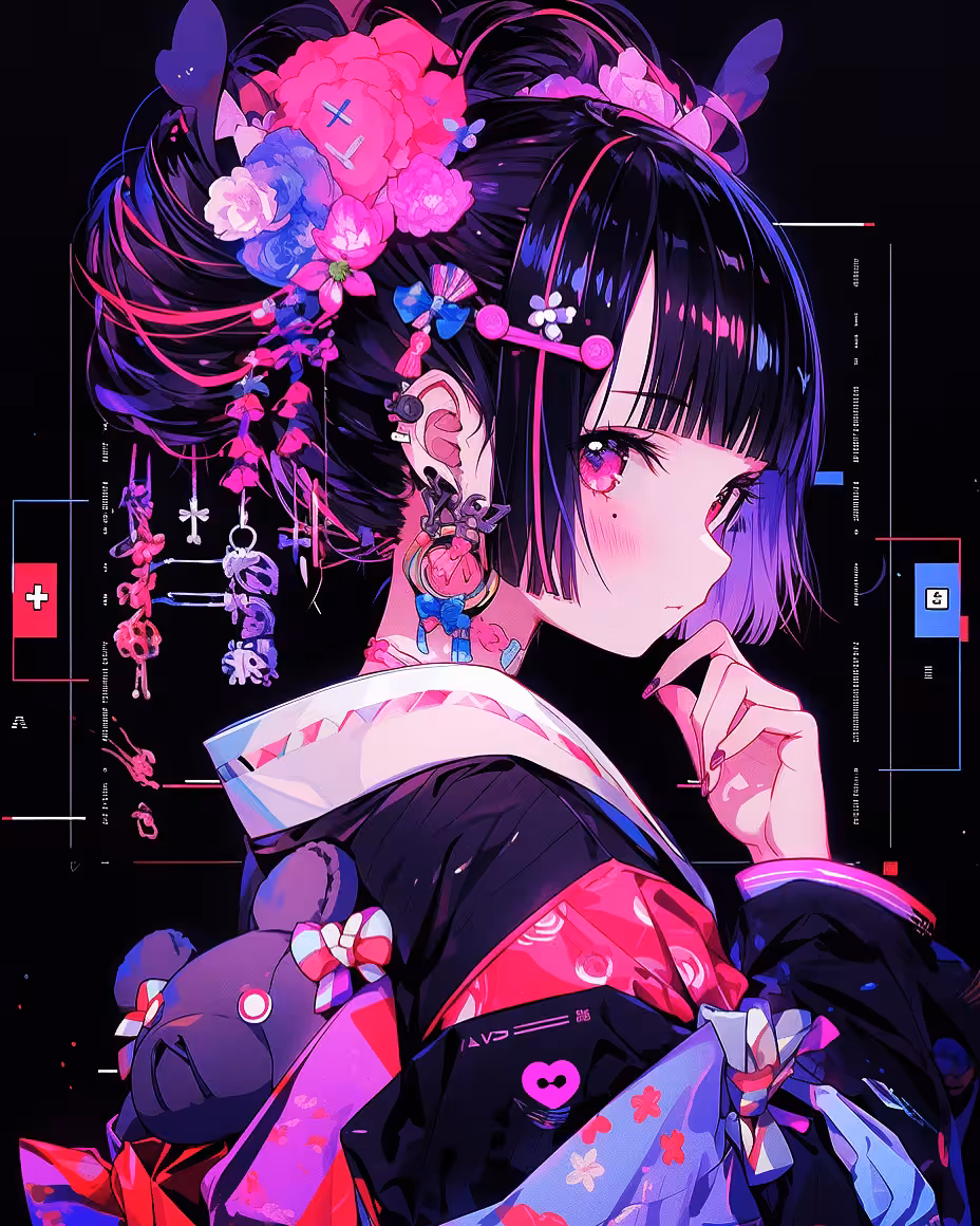 Japanese clothes neon girl