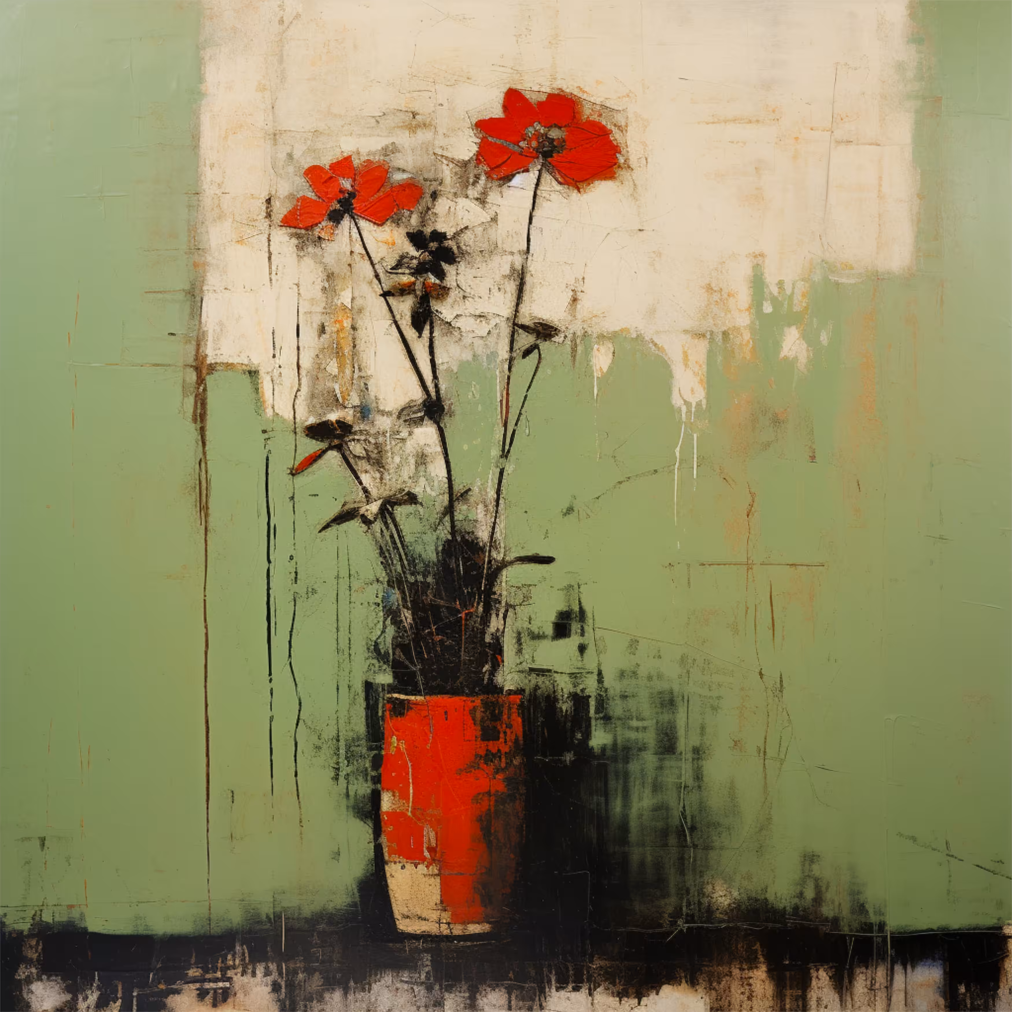Red vase. Black shadow