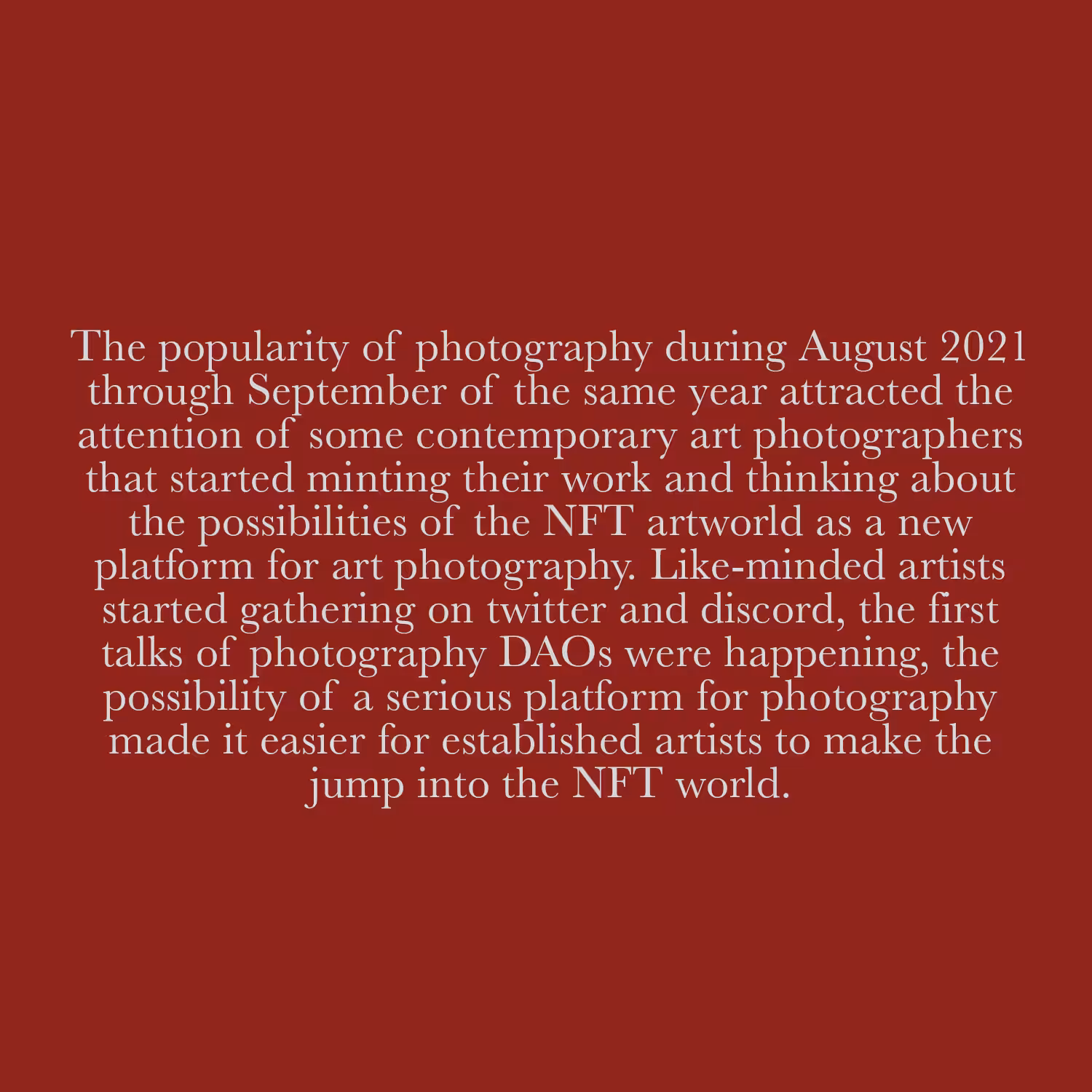 History of the Art Photography NFT #4