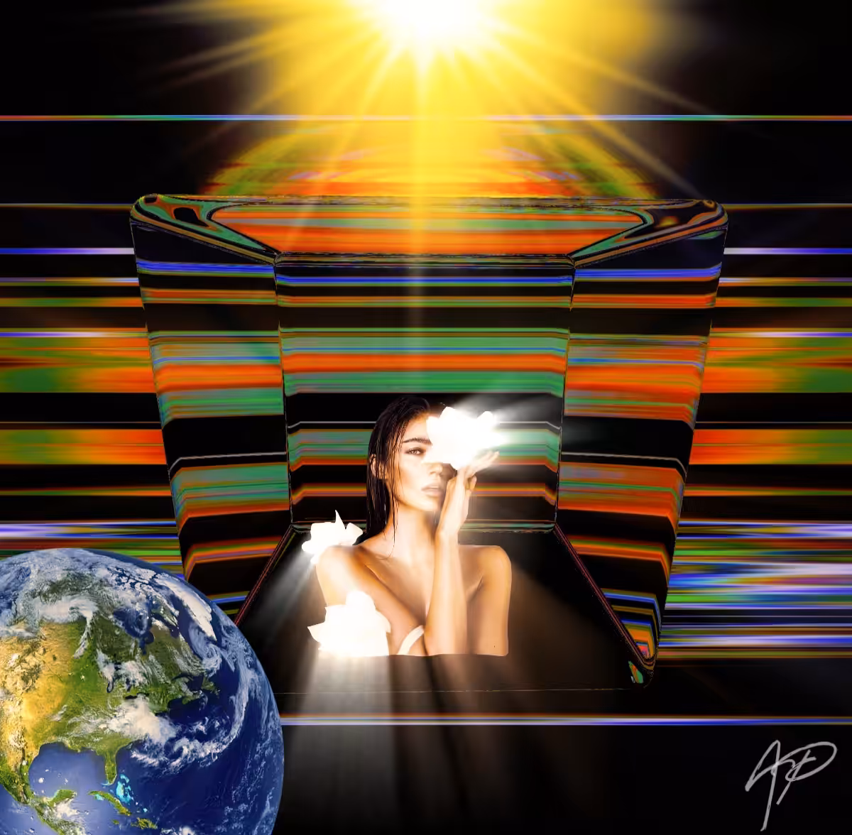 Abstract symbolism : The sun the moon the stars the us. 