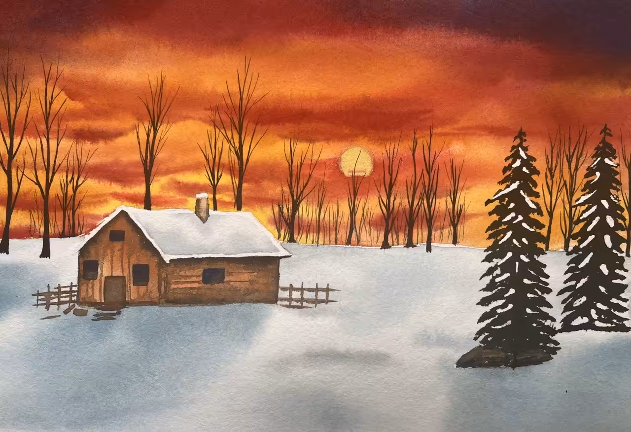 Snowy sunset 