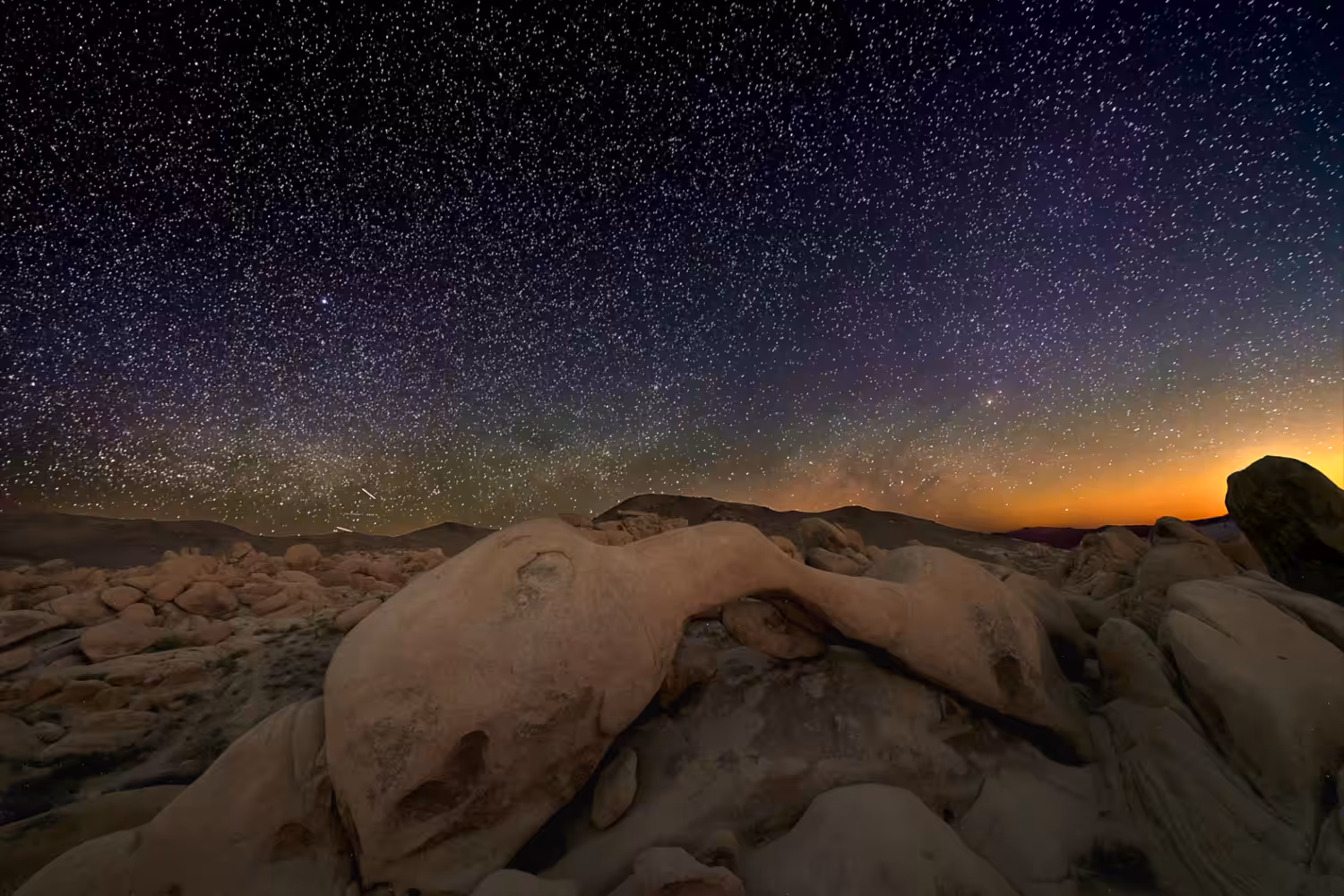 Galaxy Rises Above Joshua Tree National Park