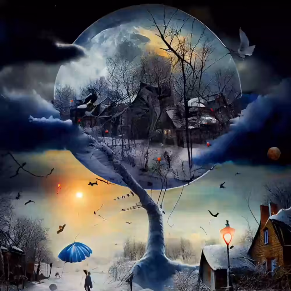 Happy tree 57 - beautiful winter sunset