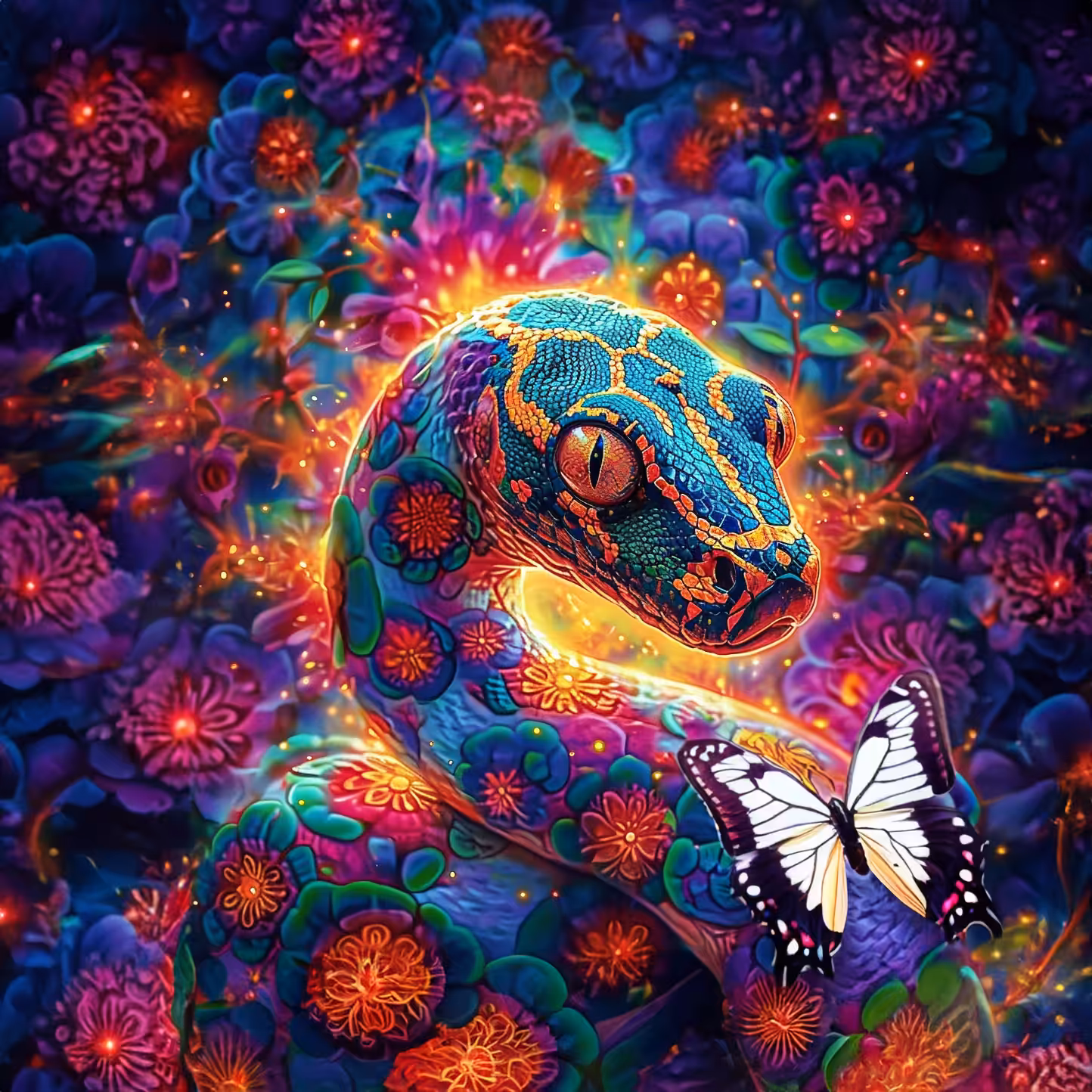 Serenity Between Butterfly and a Snake