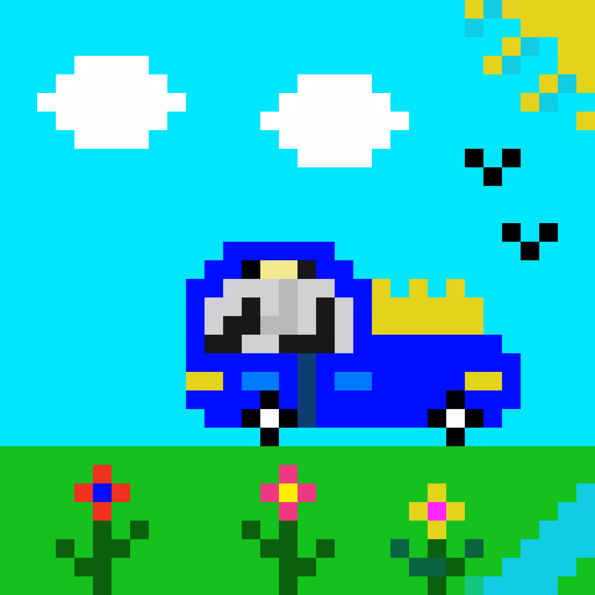 blue car