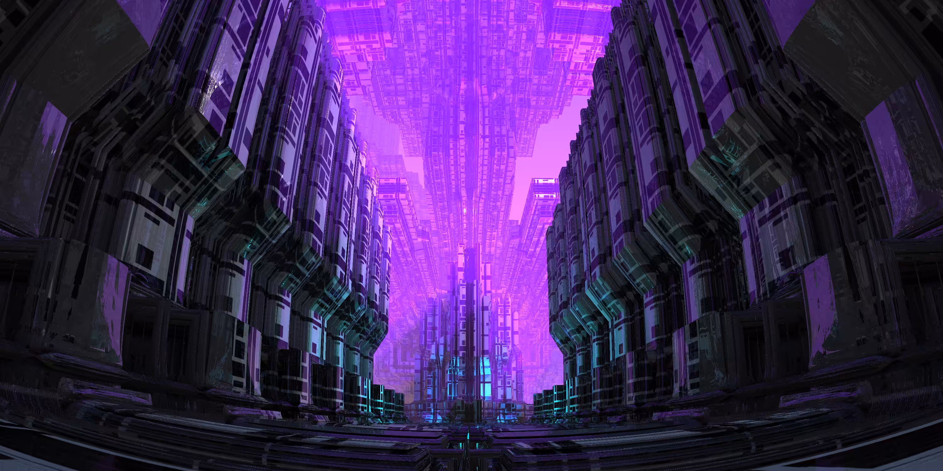 Fractal city. Cyberpunk style.