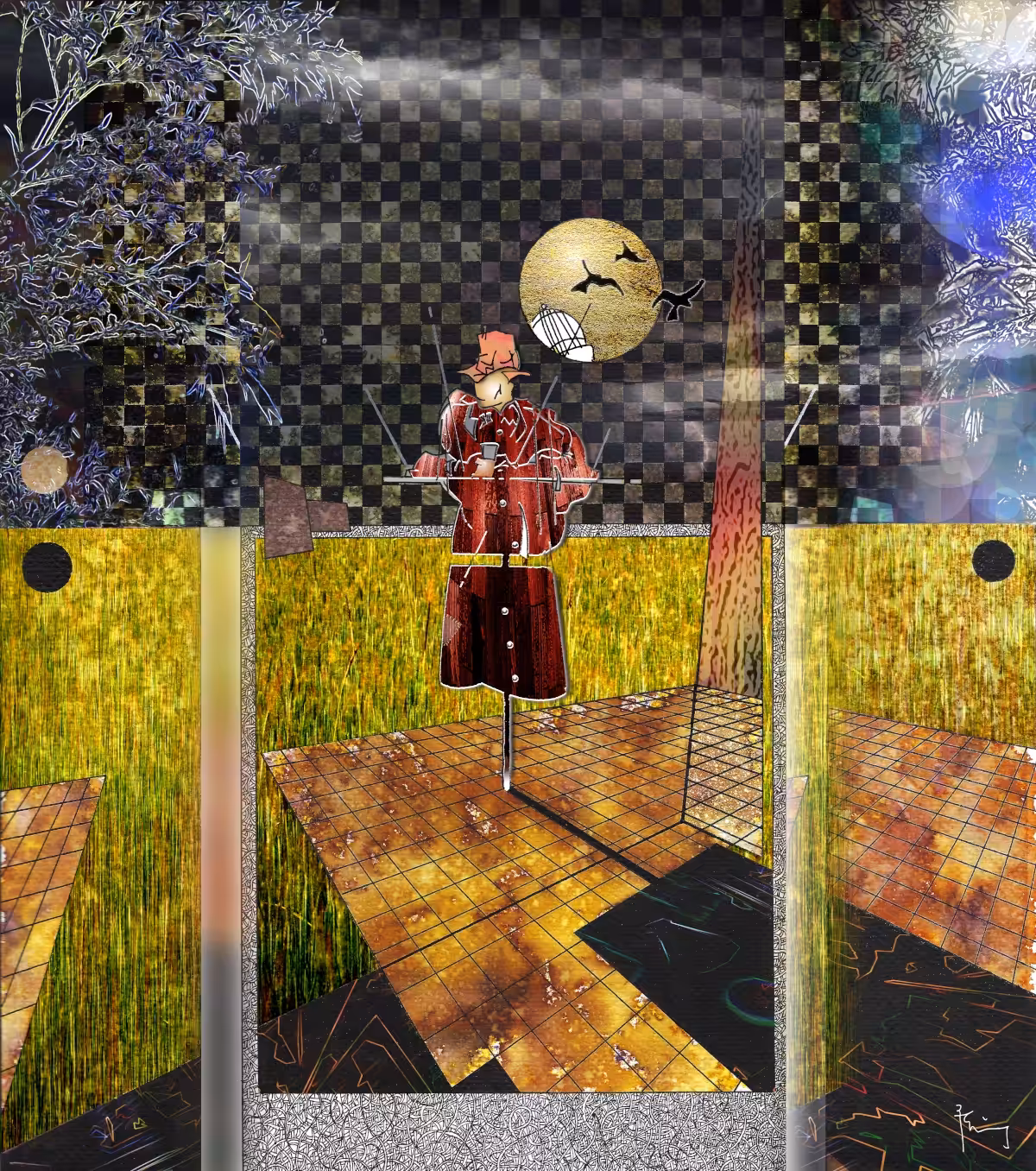 Scarecrow taking a break and a glass of wine. Video Remix #1